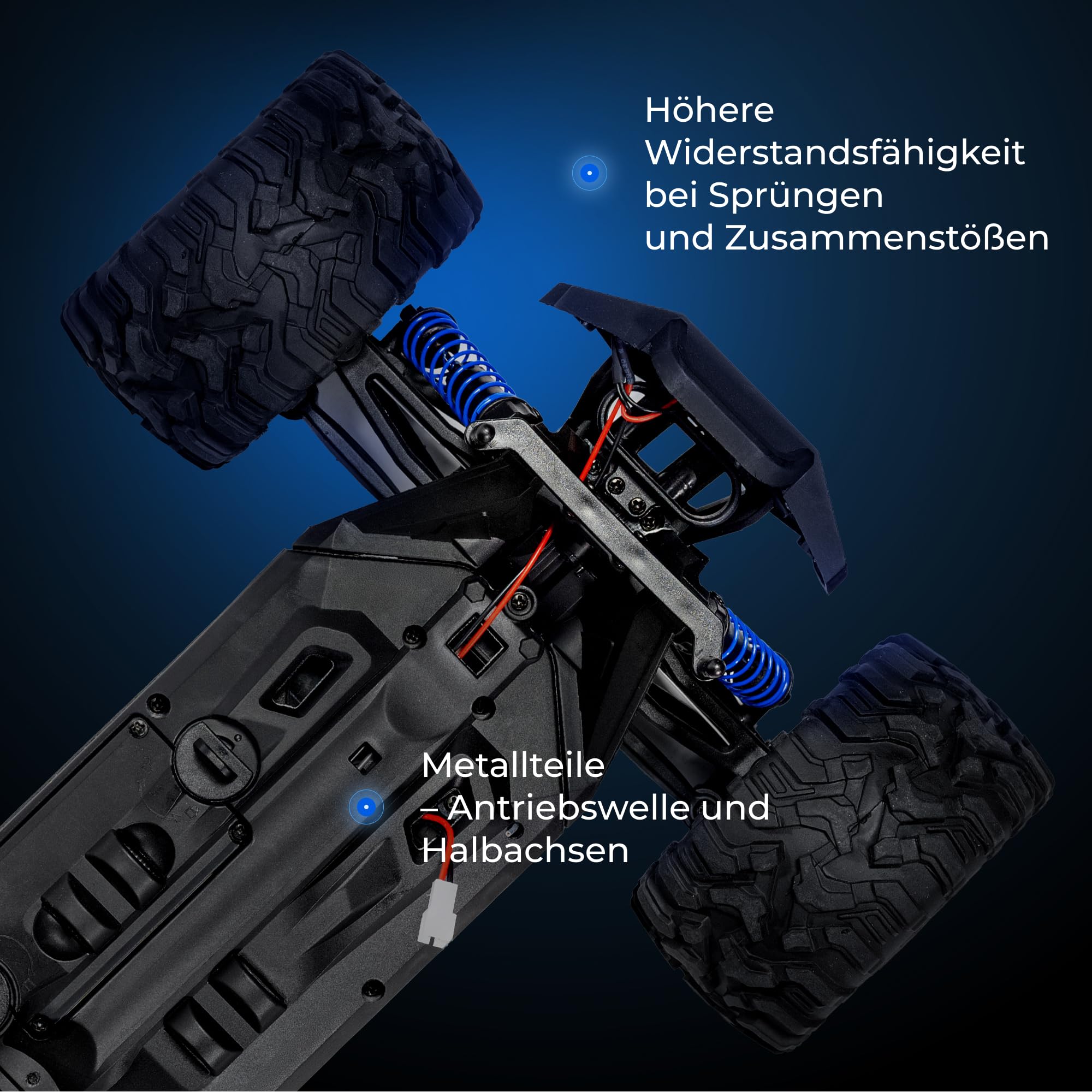 Overmax X-Shard Ferngesteuertes Auto 4WD 1:16 Offroad, bis zu 30 km/h, mit | Tempobegrenzer, 2,4 GHz RC Monster Truck mit Metallantrieb, Stoßdämpfern, 90 m Reichweite, für Kinder ab 6 Jahren
