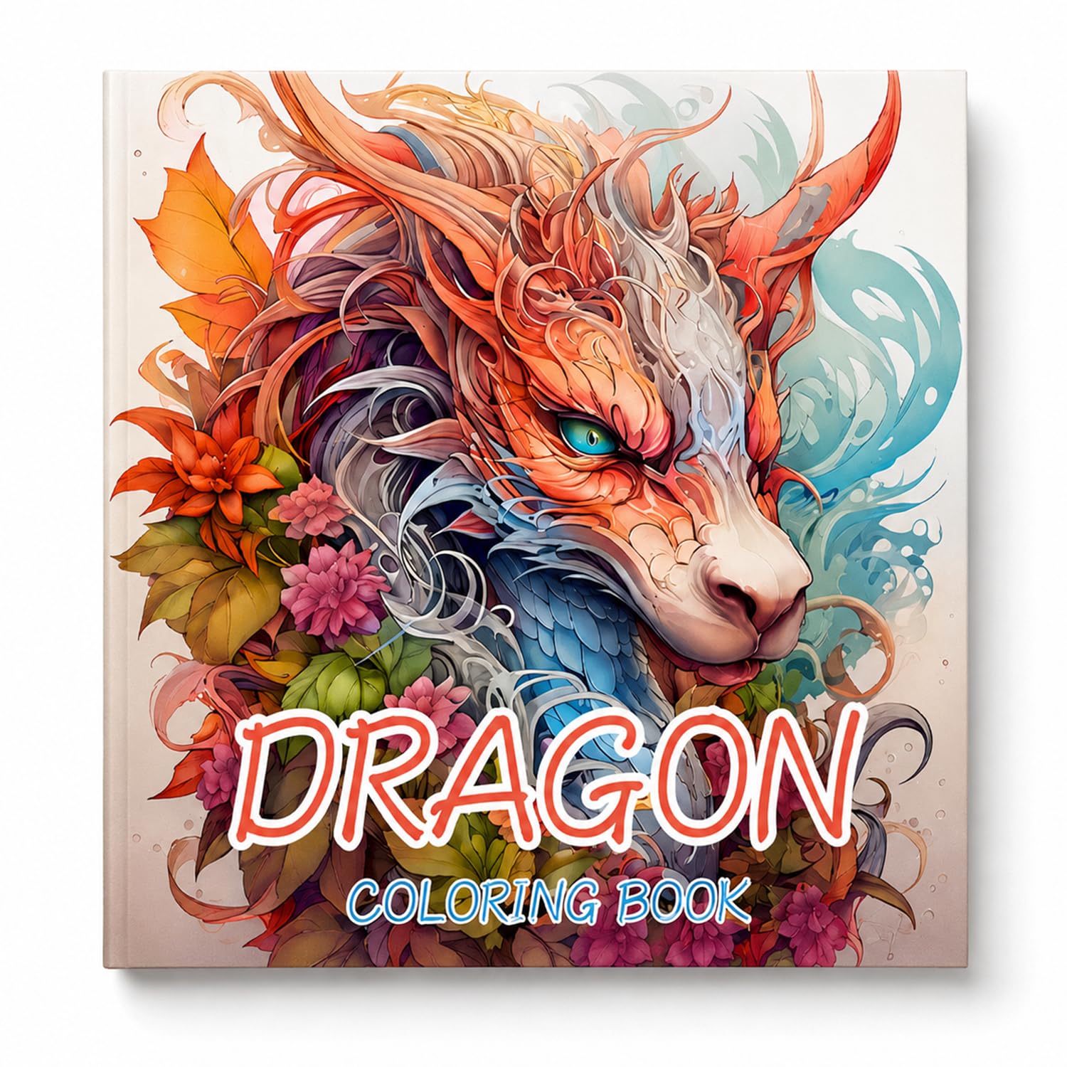 Dragon Mandala Colouring Book for Adults, 20 x 20 cm Square Coloring Book with 24 Single-Sided Pages & Bleed Protection Sheet, Art Relaxation Books for Women Teens, 80g, 1 Pc