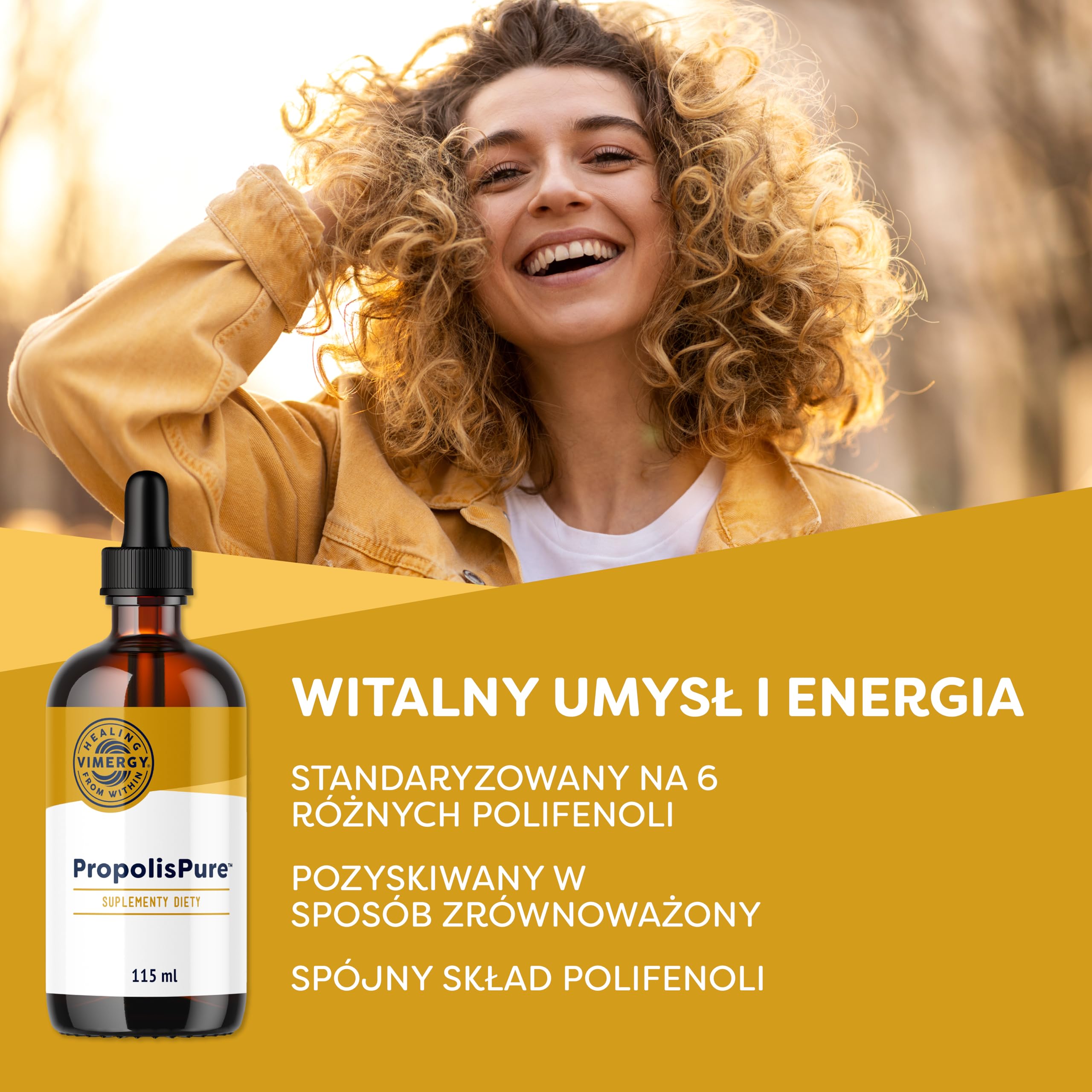 Vimergy PropolisPure™ 115 ml, 57 porcji – 1220 mg ekstraktu z propolisu – Standaryzowany na polifenole – Suplement wegetariański – Bez dodatku cukru i substancji wiążących – Bez GMO i bezglutenowy