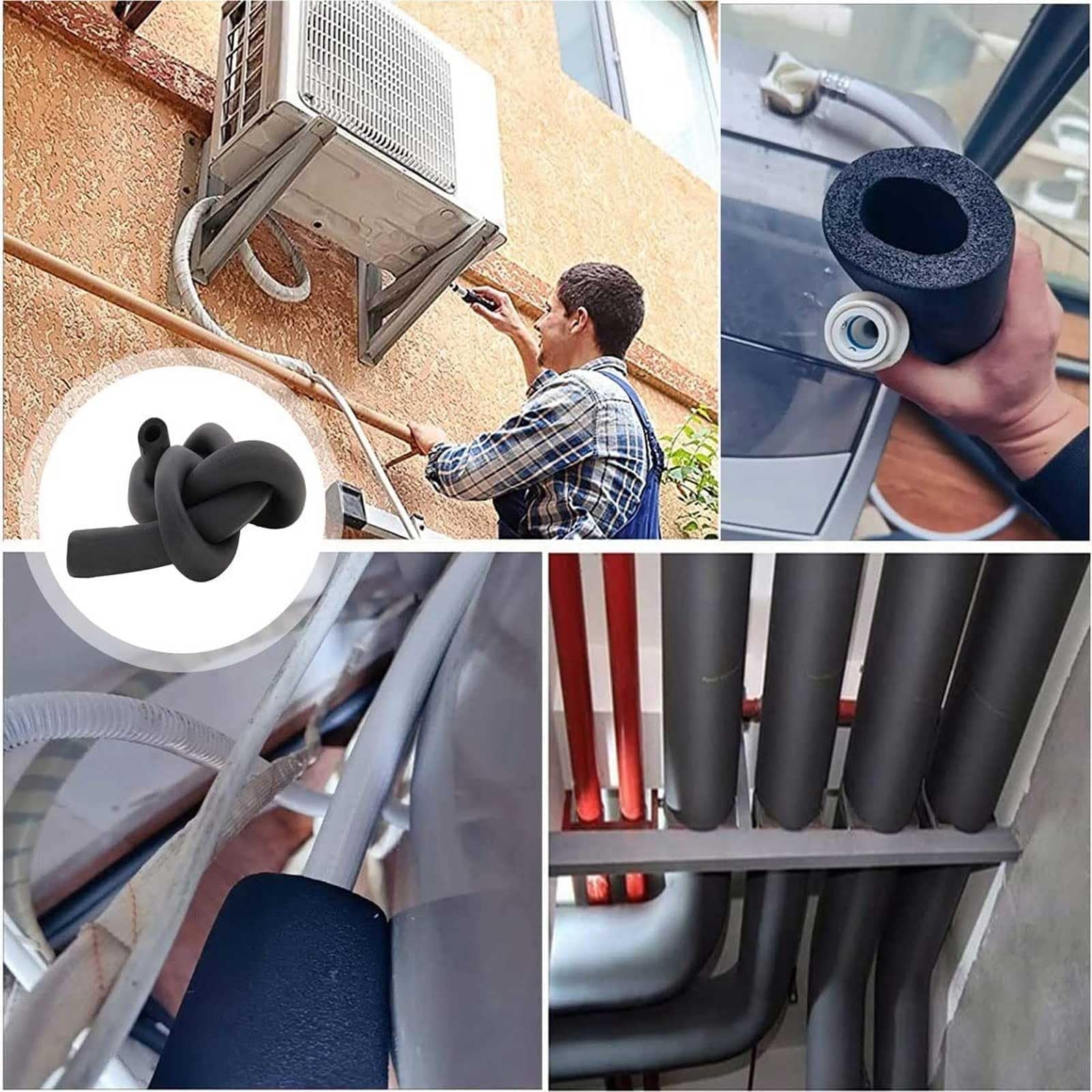 Isolamento Acustico e Isolamento Tubi 2,0 m, Tubi Isolanti, Manicotto In Gomma per Varie Condutture Esterne, Spessore 40,0 mm, ID 25,0-108,0 mm(34.0 MM X 40.0 MM)