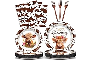 ZOIIWA 96 Pcs Highland Cow Party Supplies | Western Farm Animals Decor