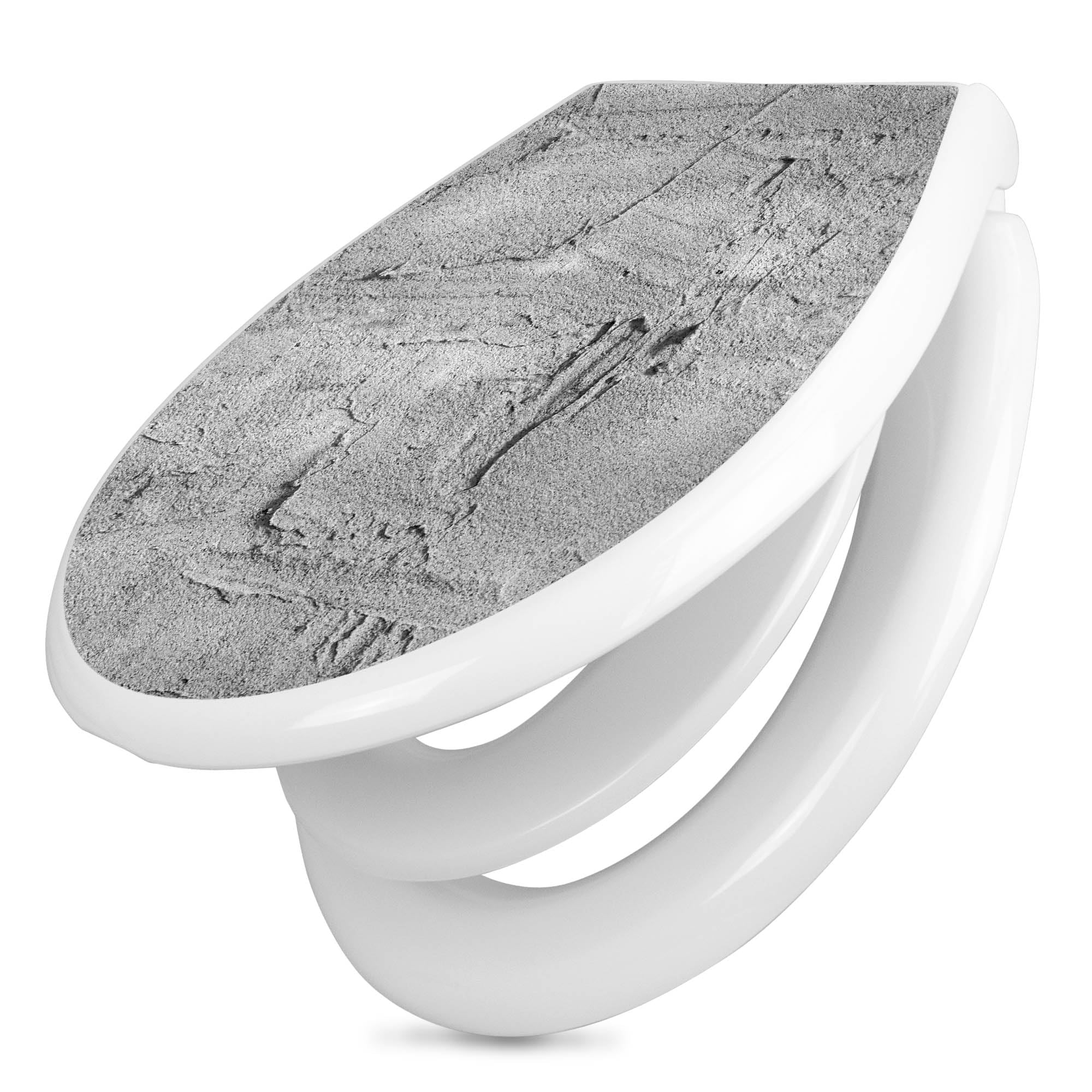 banjado Familien WC Sitz mit Absenkautomatik 44,9x37,1cm - Klobrille mit Kindersitz aus hochwertigem Polypropylen - Toilettendeckel mit Kinder Toilettensitz integriert - Motiv Betonwand Struktur Grau
