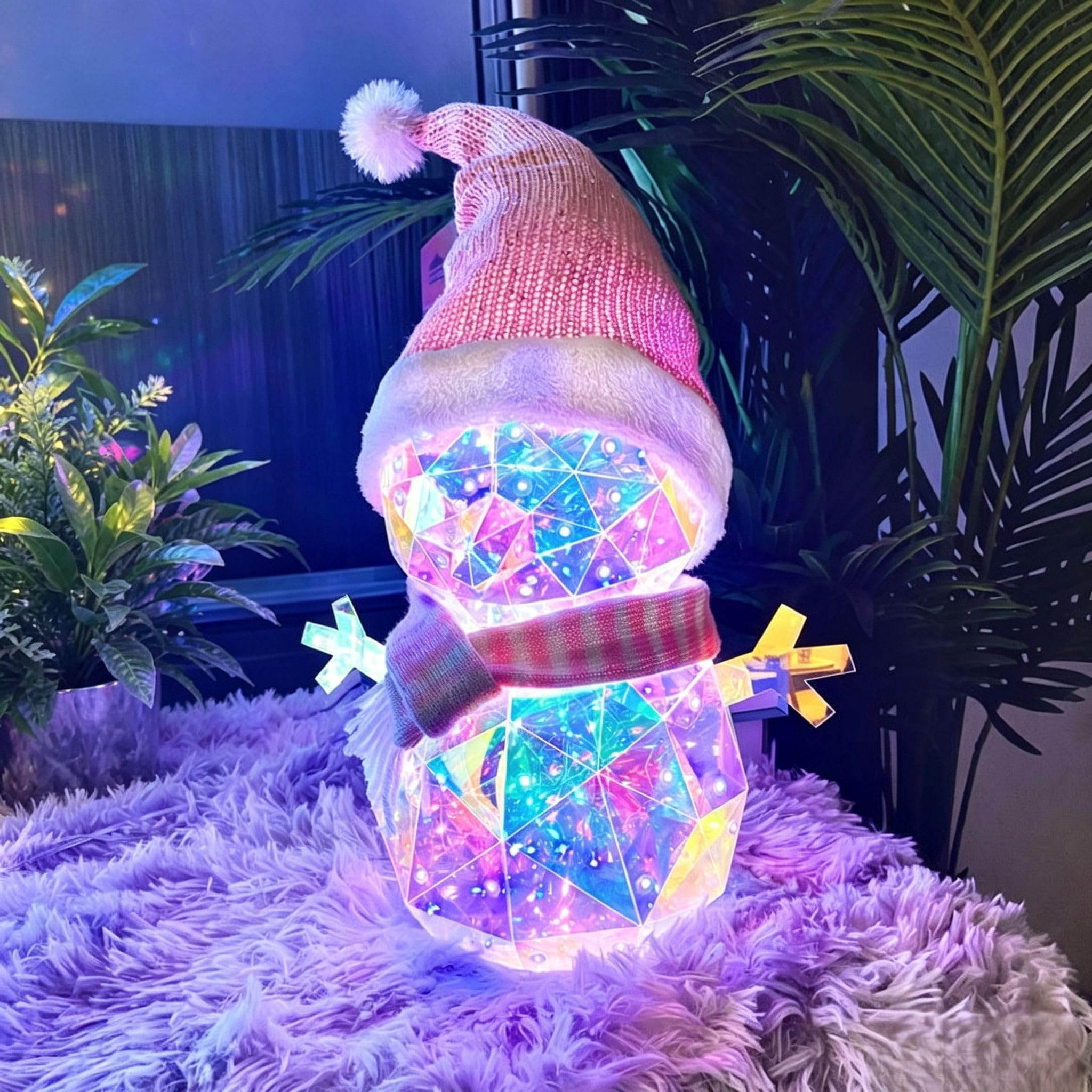 Jemnpela Prismatic Iridescent LED Night Light USB Powered 3D Prisms with Colorful Refractive Effects Decoration Lamp for Holidays Christmas Halloween
