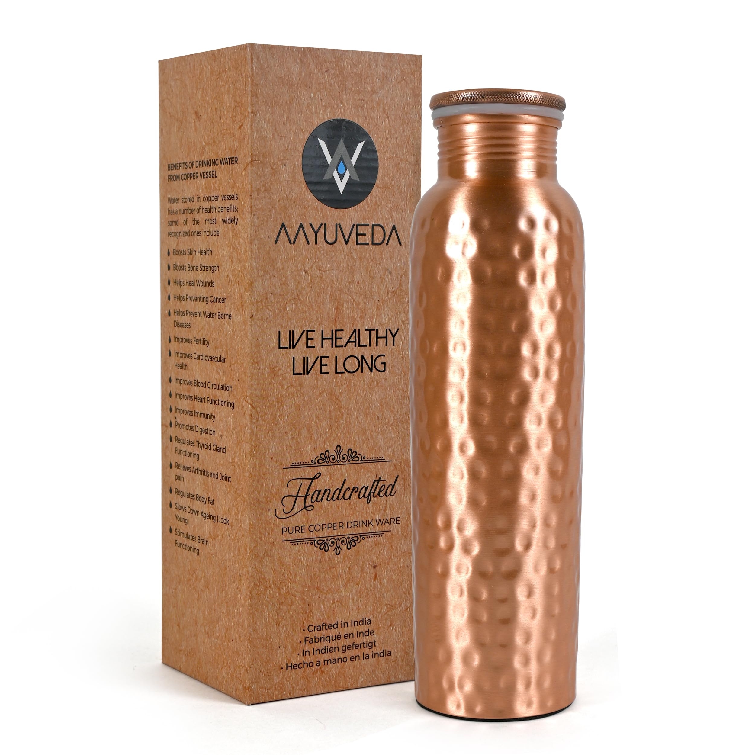 Amazon.com: AAYUVEDA Pure Copper Bottle | 34Oz Water Bottle For