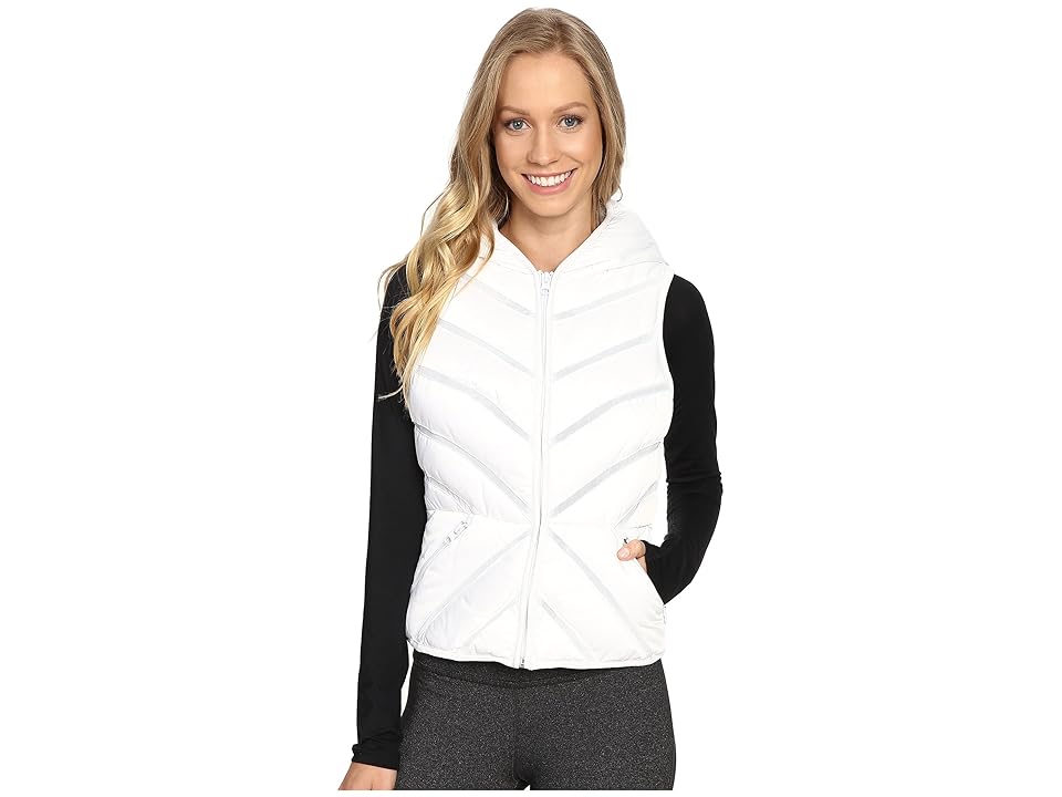 

Blanc Noir Mesh Inset Puffer Vest Satin (White) Women's Vest