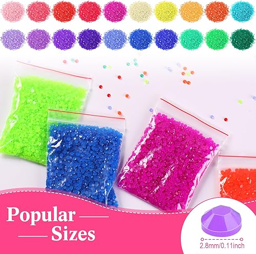 Miniatura 2 de Suzile 30000 cuentas que brillan en la oscuridad para pintura de diamantes, 20 colores, cuentas de pintura de diamantes de imitación de 0.110 in,