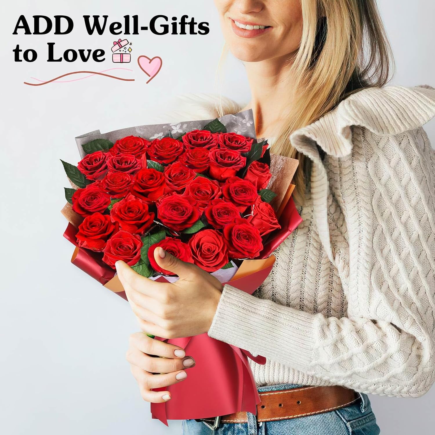 ADDWel 24 Pcs Preserved Real Red Roses, Two Dozen Long Lasting Forever Flowers, Valentine's Day Gifts for Wife Girlfriend Mom, Romantic Anniversary Birthday Gift, Unique Luxury Bouquet for Delivery - Image 9