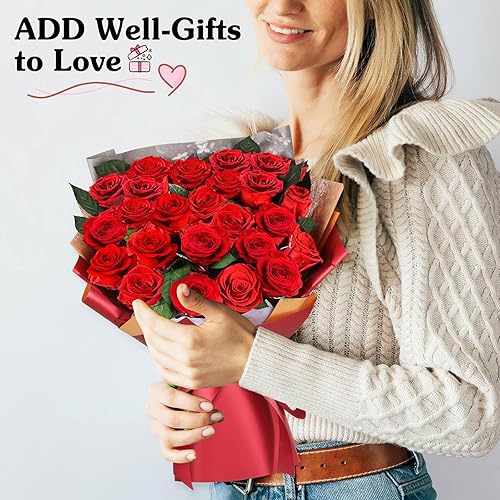 Miniatura 9 de ADDWel 24 Ramo de Rosas Rojas Reales Preservadas Flores de Larga Duración para Ella y Regalos Románticos para Esposa Novia, Dos Docenas de Rosas