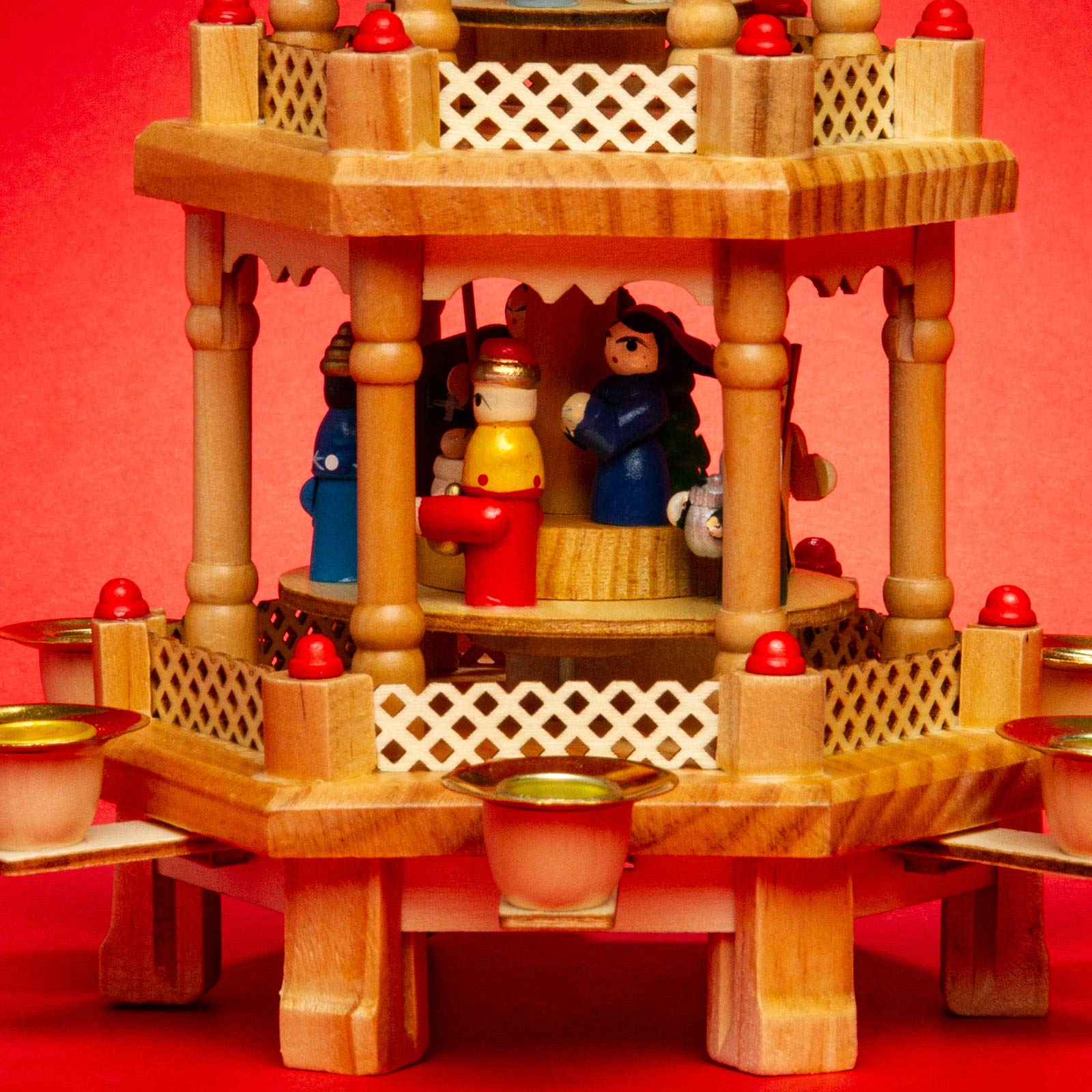 SIKORA Klassische Holz Weihnachtspyramide mit 3 Etagen Pyramide Weihnachten Deko Weihnachtsdekoration - P34