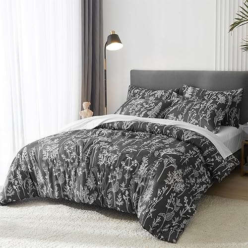 Miniatura 5 de Hyprest - Funda de edredón blanca para tamaño King, juego de ropa de cama estilo bohemio y de granja, 3 piezas, con cierre de cremallera y lazos en