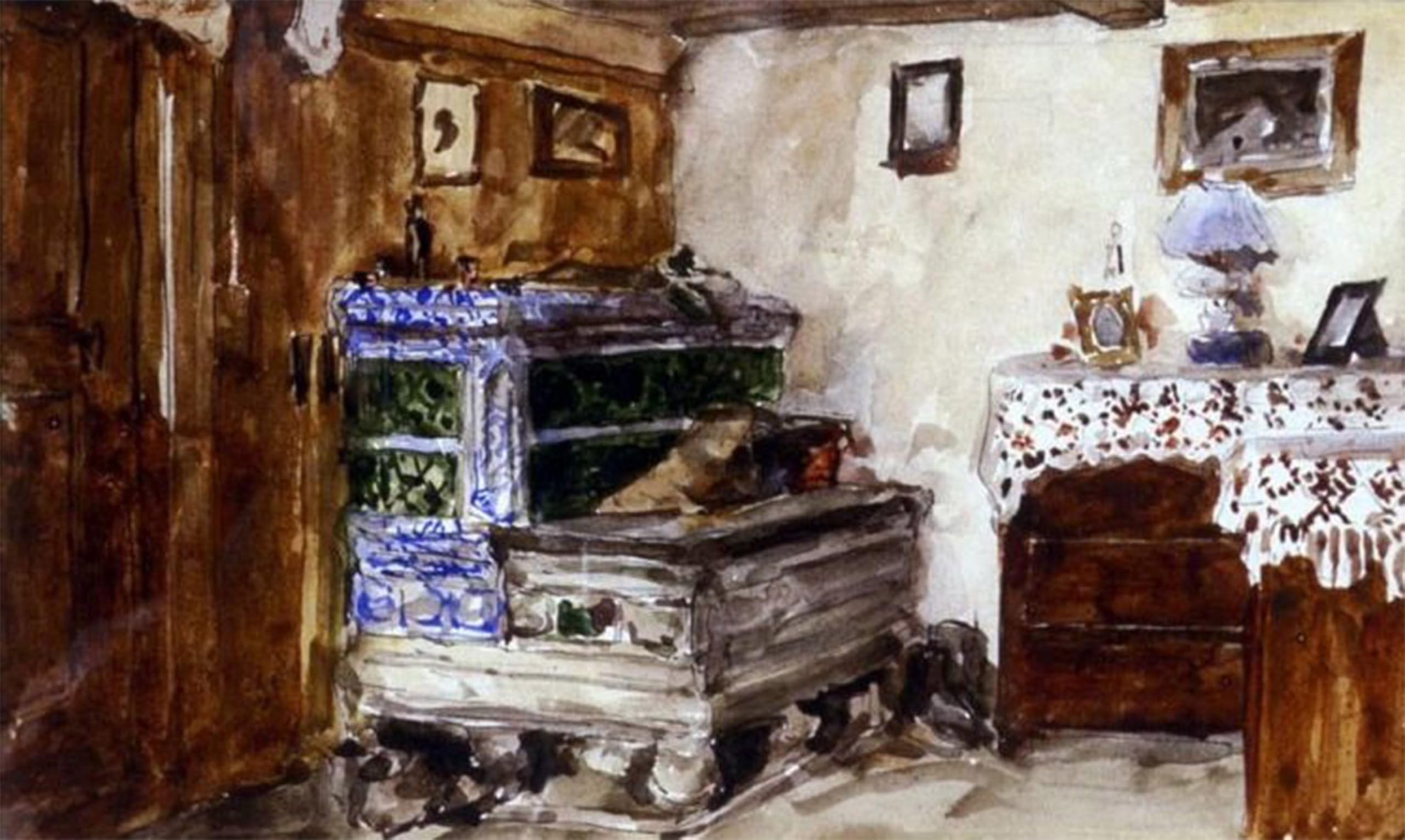 ARTXLXXBN Famous Painting Art Wall Decor Abstract Art Picture Parlor with Fireplace by Albert Anker Animal Pictures for Home Decor 60x90cm