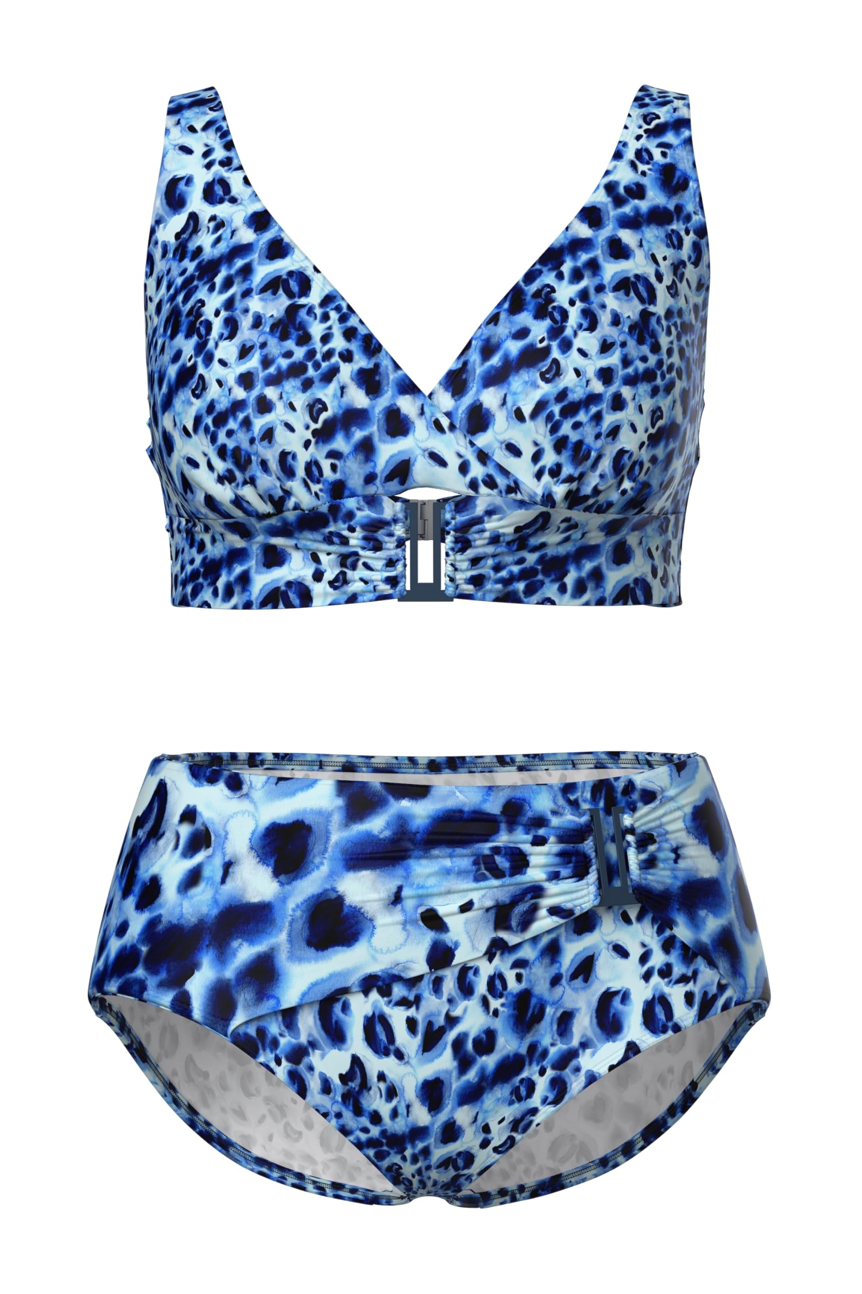 Ulla Popken Damen große Größen Übergrößen Plus Size Bikini, Animalmuster, Softcups, Träger verstellbar, recycelt 846578