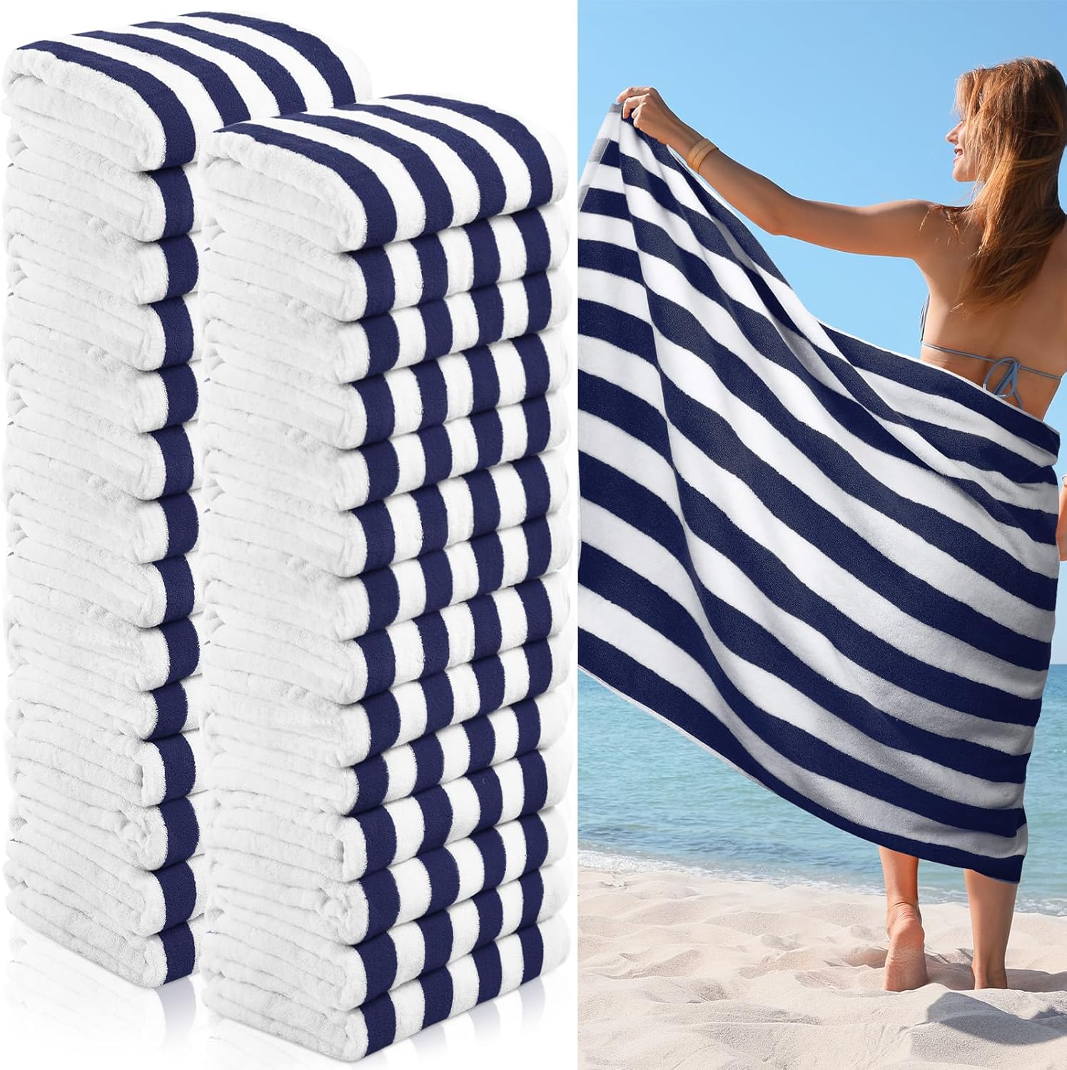 VitalCozy 28 Pcs Cotton Pool Beach Towels Bulk 30 x 70 Inch