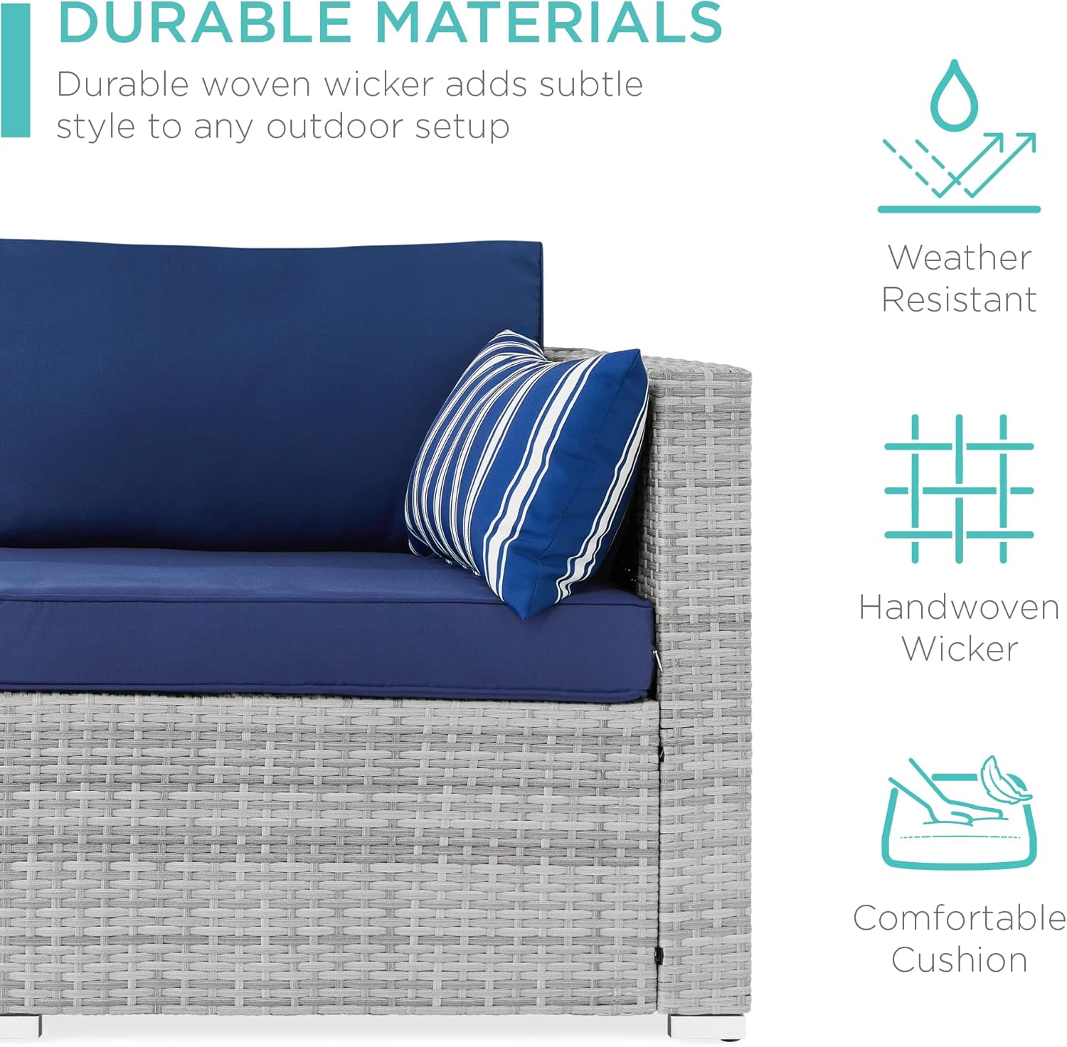 Best Choice Products 2-Person Outdoor Patio Loveseat, Modular Wicker Sofa Couch Furniture Conversation Set w/ 2 Accent Pillows, Adjustable Feet, 550lb Weight Capacity : Patio, Lawn & Garden