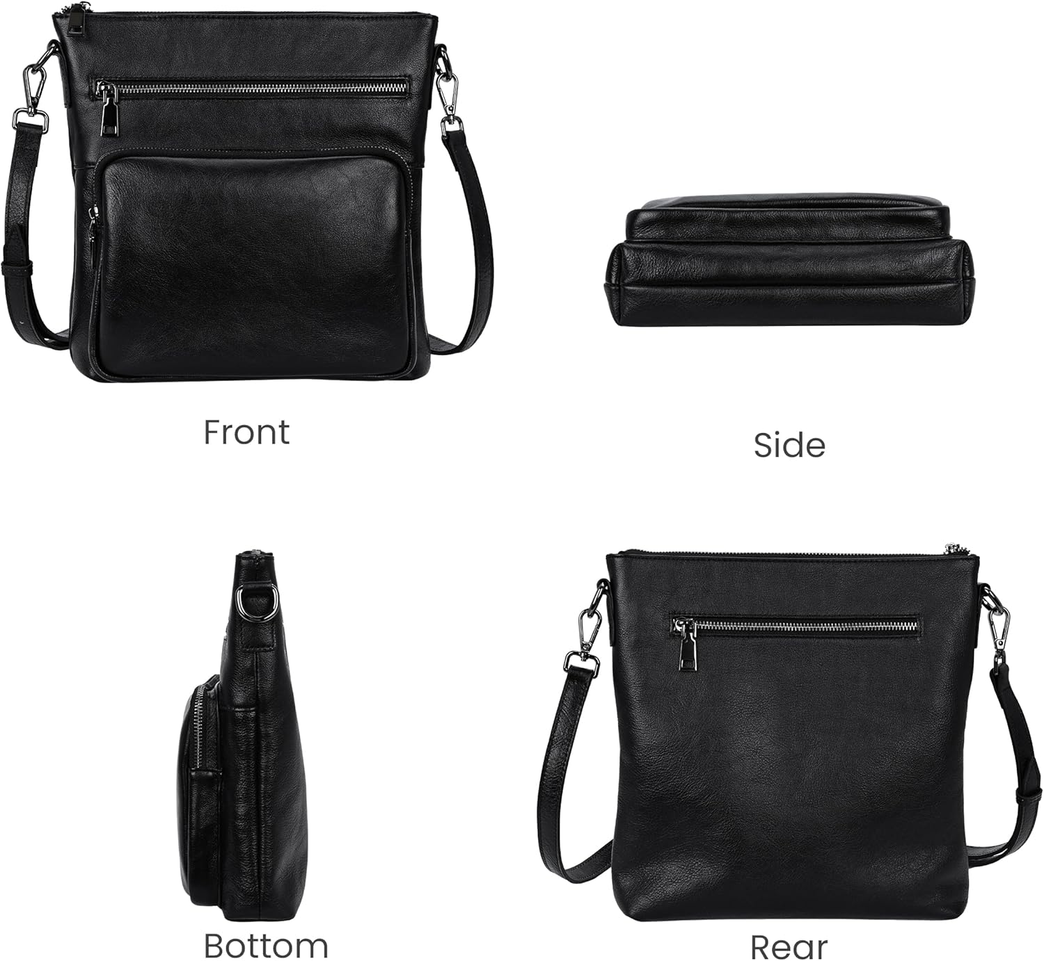 HESHE Genuine Leather Crossbody Purses for Women Soft Leather Purse Satchel Shoulder Bags with Multi Pockets - Image 4