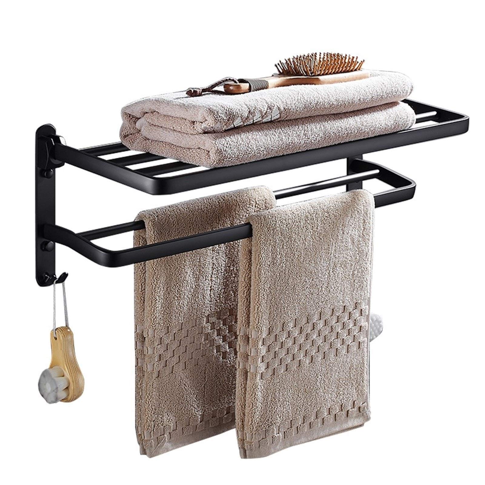 Rails de serviette double noir mat inox pour rangement de salle de bain et cuisine
