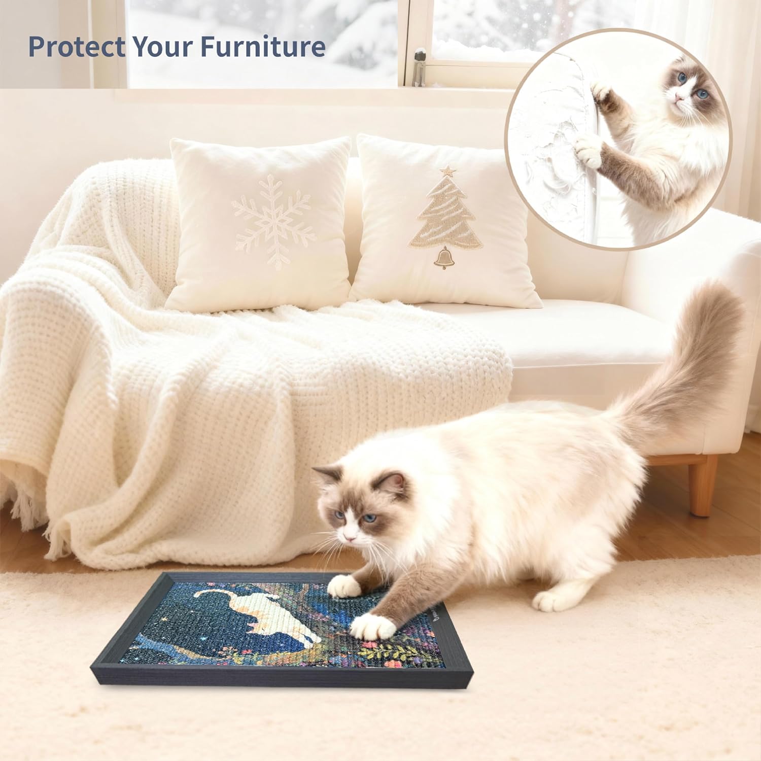 Yoeon Pets Art Cat Scratcher, Wall Mounted Sisal Cat Scratcher for Indoor Cats 17.01x13.1x1.18 Inches, Furniture Protector, Easy Install No Residue, Decorative Cat Wall