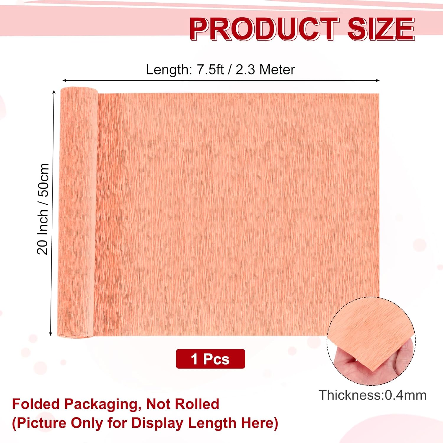 MECCANIXITY Crepe Paper Roll 7.5ft Long 20 Inch Wide for Wedding Ceremony Various Large Festivals Decoration, Deep Champagne