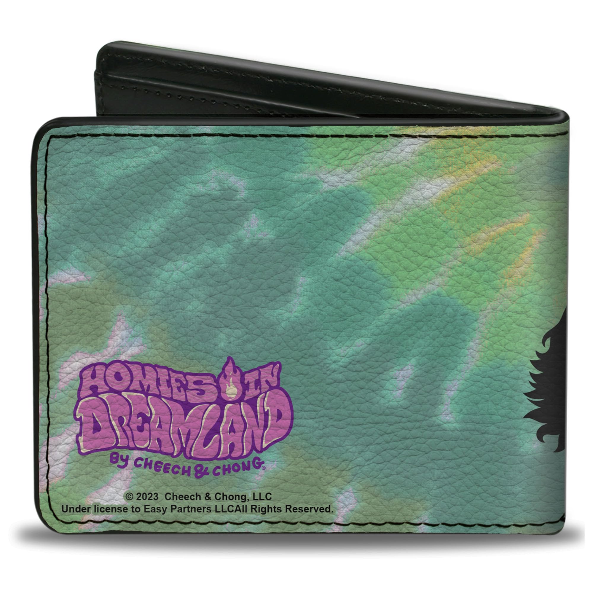 Homies in Dreamland by Cheech & Chong Wallet, Bifold, Homies in Dreamland Cheech and Chong Smoking Tie Dye Blues, Vegan Leather