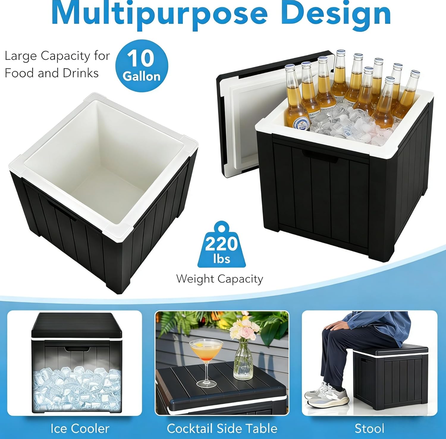 GYMAX Camping Cooler, Insulated 40 Qt Heavy Duty Ice Chest with Built-in Handles and Detachable Lid, Keeps Ice for 24H, Multifunctional for Beach, Picnic, Camping Outdoors
