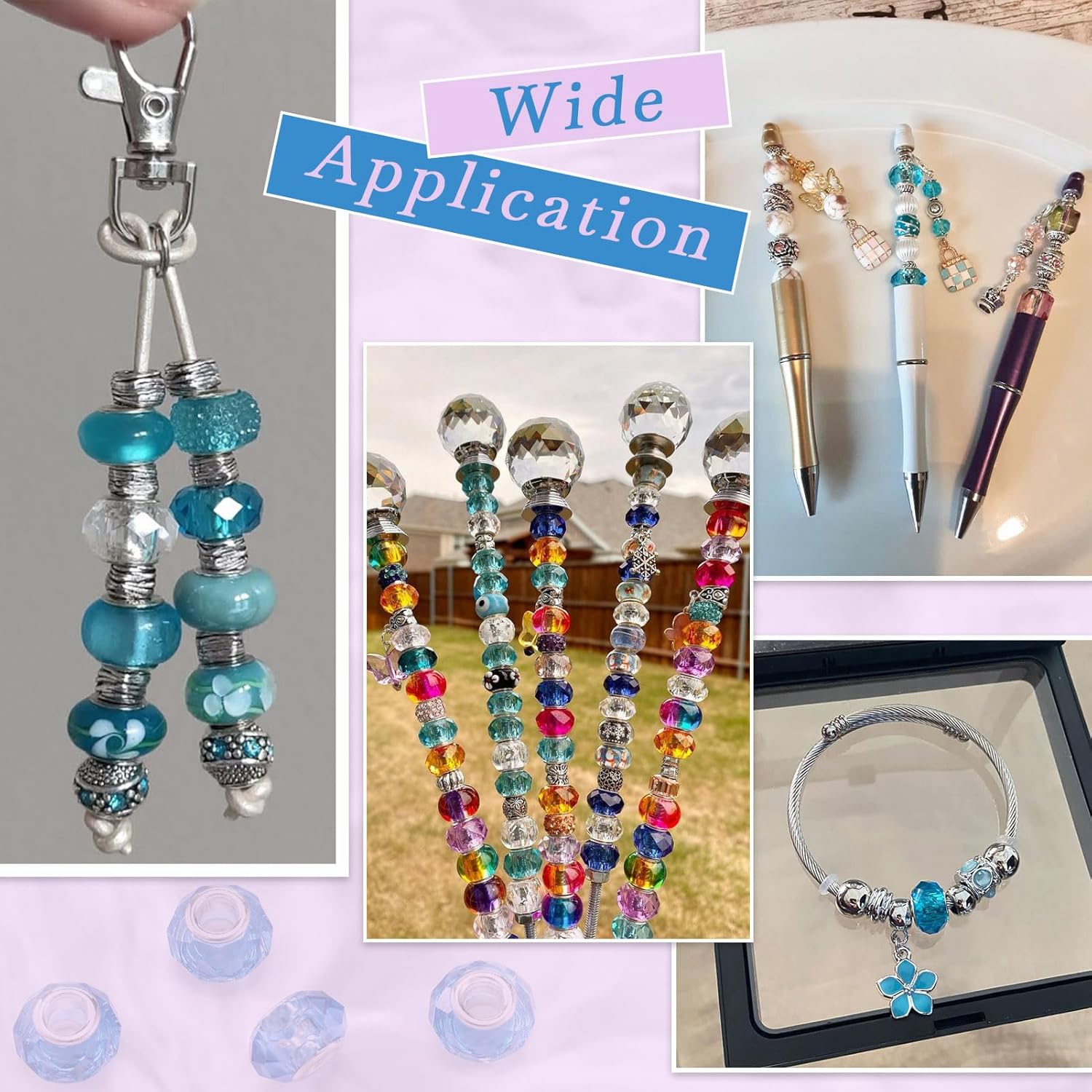 100pcs 14mm Large Hole Beads Glass Crystal Faceted Beads Blue European Crystal Spacer Bead for Necklace Earring Bracelet Crafts Jewelry Making - Image 5