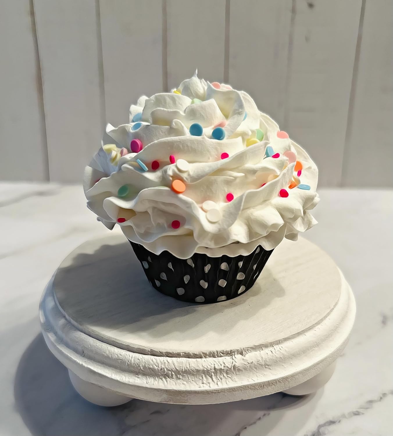 Fake Cake Cupcakes- White Birthday Confetti Cupcakes Set of 3- Handmade by Dezicakes- Fake Cake -Artificial Cupcakes