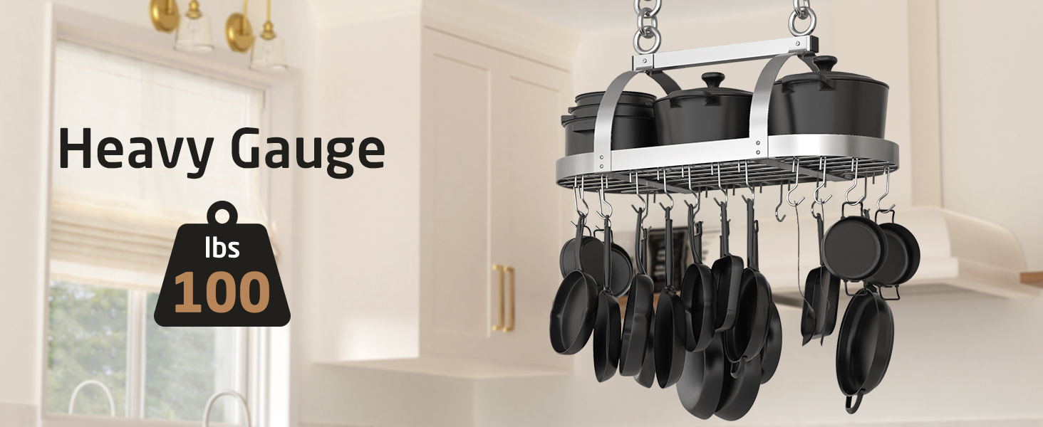 Amazon.com: KES 34 Inch Heavy Duty Chrome Hanging Pot Rack Ceiling