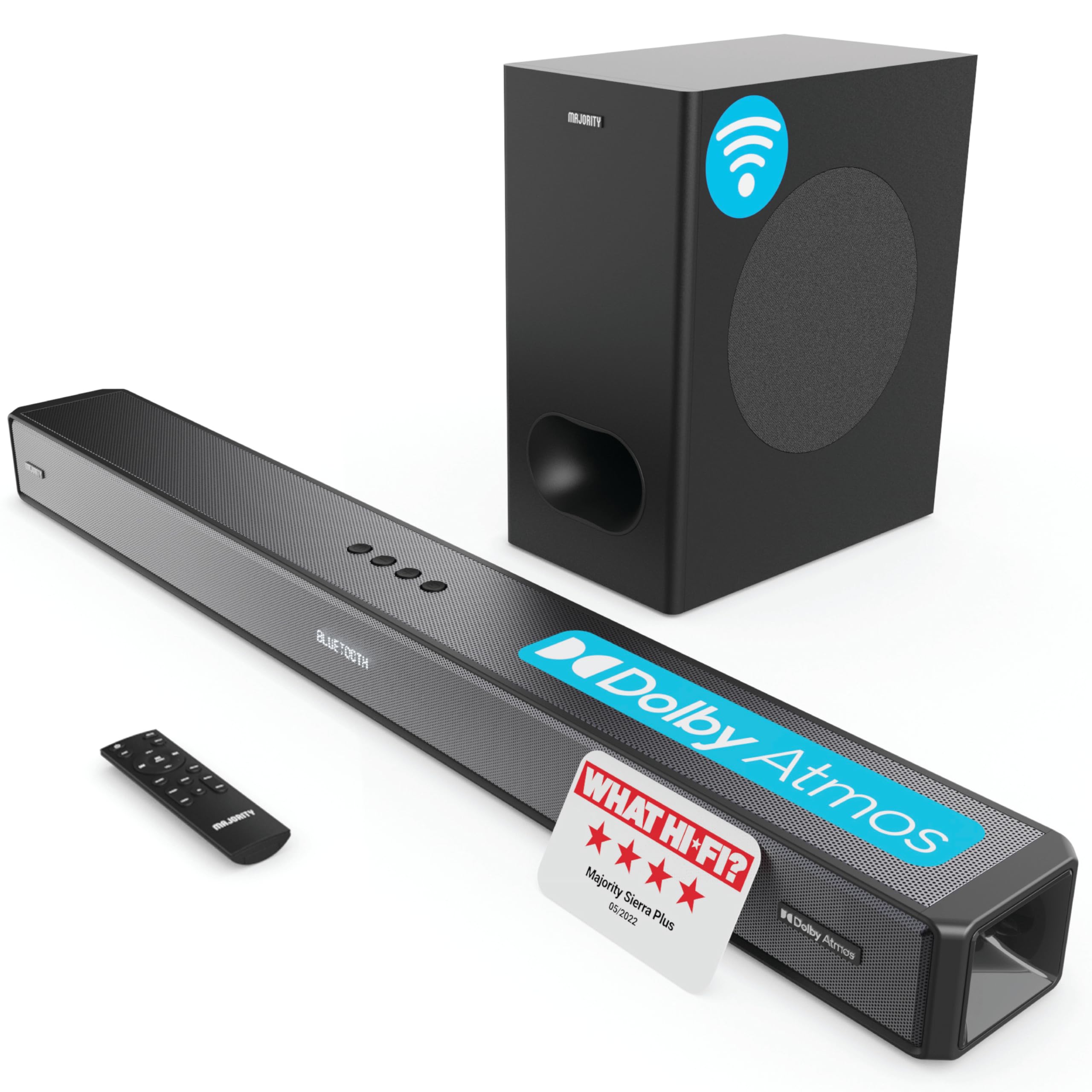 soundbar dolby atmos 212 majority sierra plus 400w