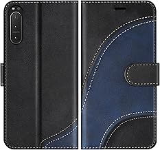 Sony Xperia 5 II Case, Leather Phone Case for Sony Xperia 5 II, Leather Flip Case Protective Cover with Card Slots and Magnetic Closure Black
