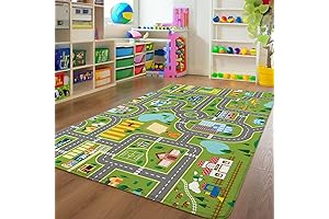 Kids Area Rugs 5x7 Non-Slip Playmat with Vivid Traffic Road Designs