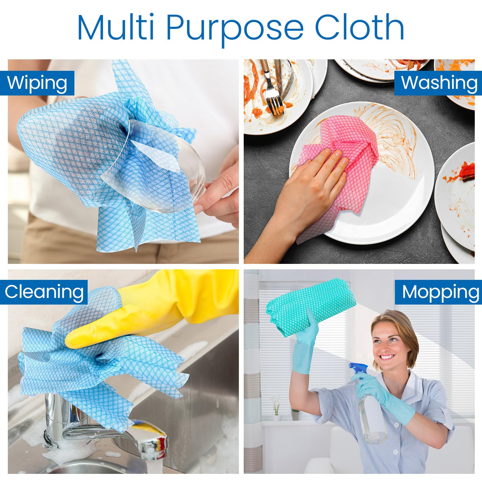 Tioncy 400 paños de limpieza desechables reutilizables para cocina, paños de cocina multiusos y paños de cocina, paños de limpieza absorbentes, toallitas de limpieza para cocina y hogar (coloridos)
