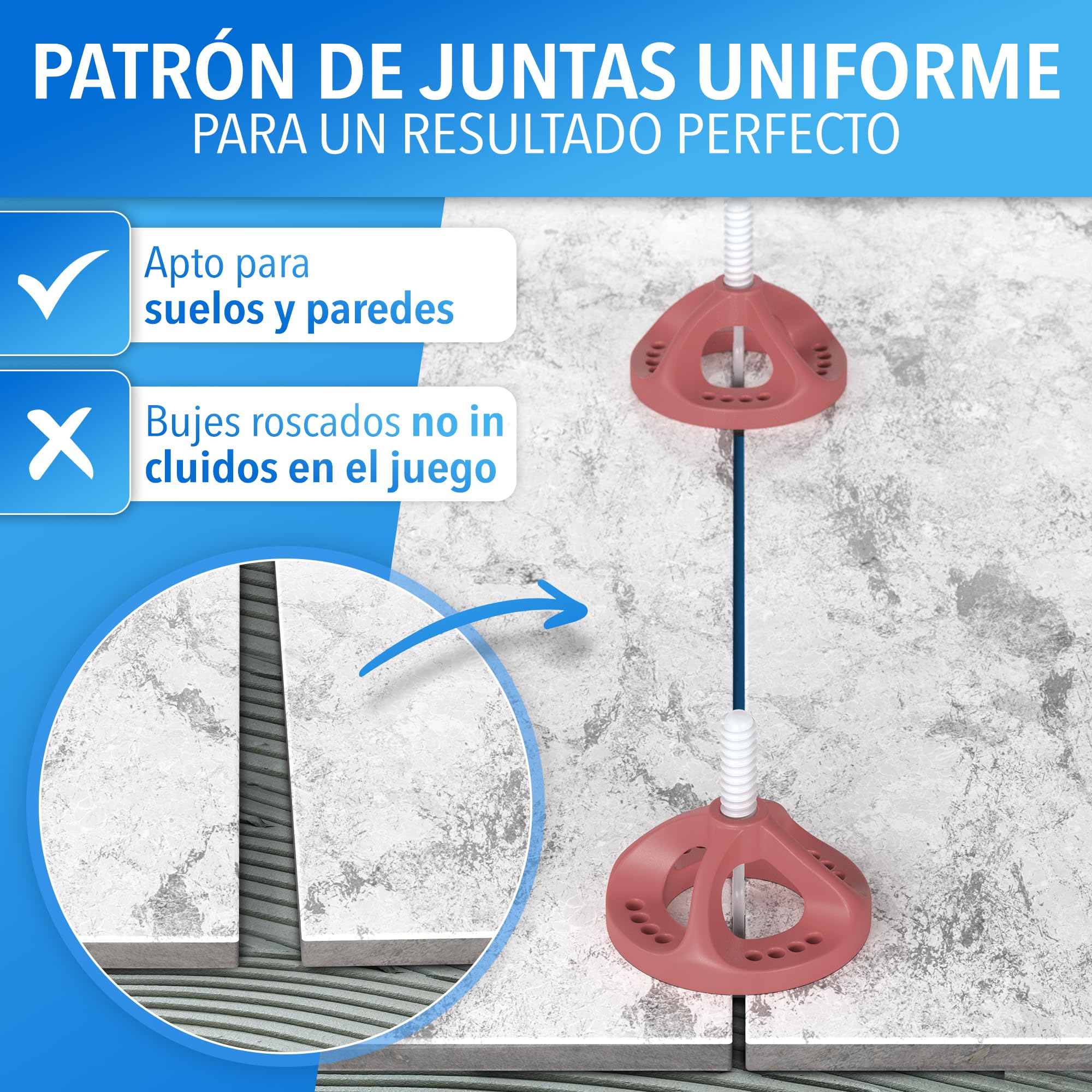 LAINFELD Sistema de nivelación de azulejos, ancho de 2 mm, espaciadores para colocar azulejos, herramienta para colocación de baldosas, cruz de 2 mm