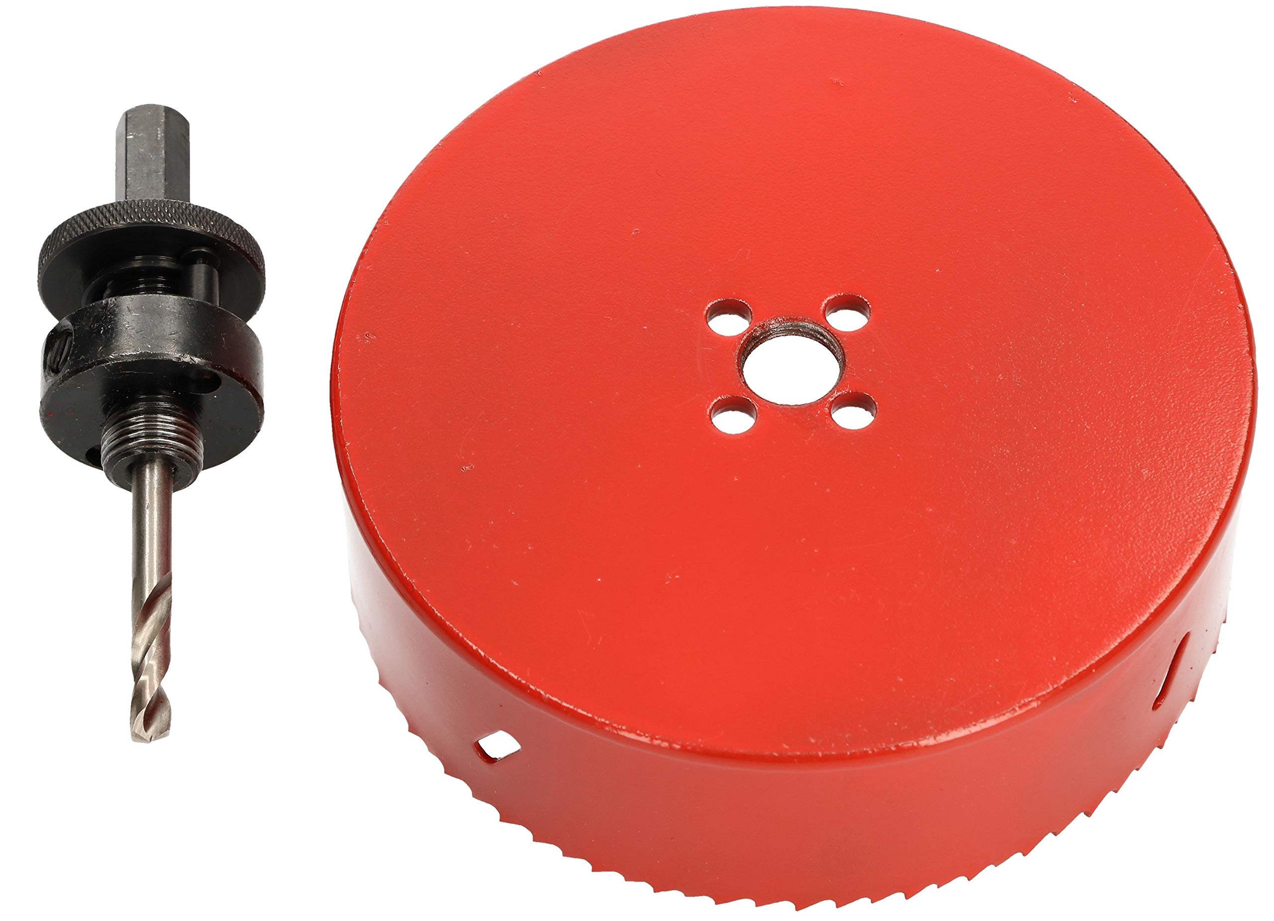 KOTARBAU® Sierra de corona bimetálica HSS 140 mm con adaptador con broca de centrado, Corona perforadora bimetal, Sierras perforadoras para madera metal aluminio PVC plástico, Sierra para agujeros