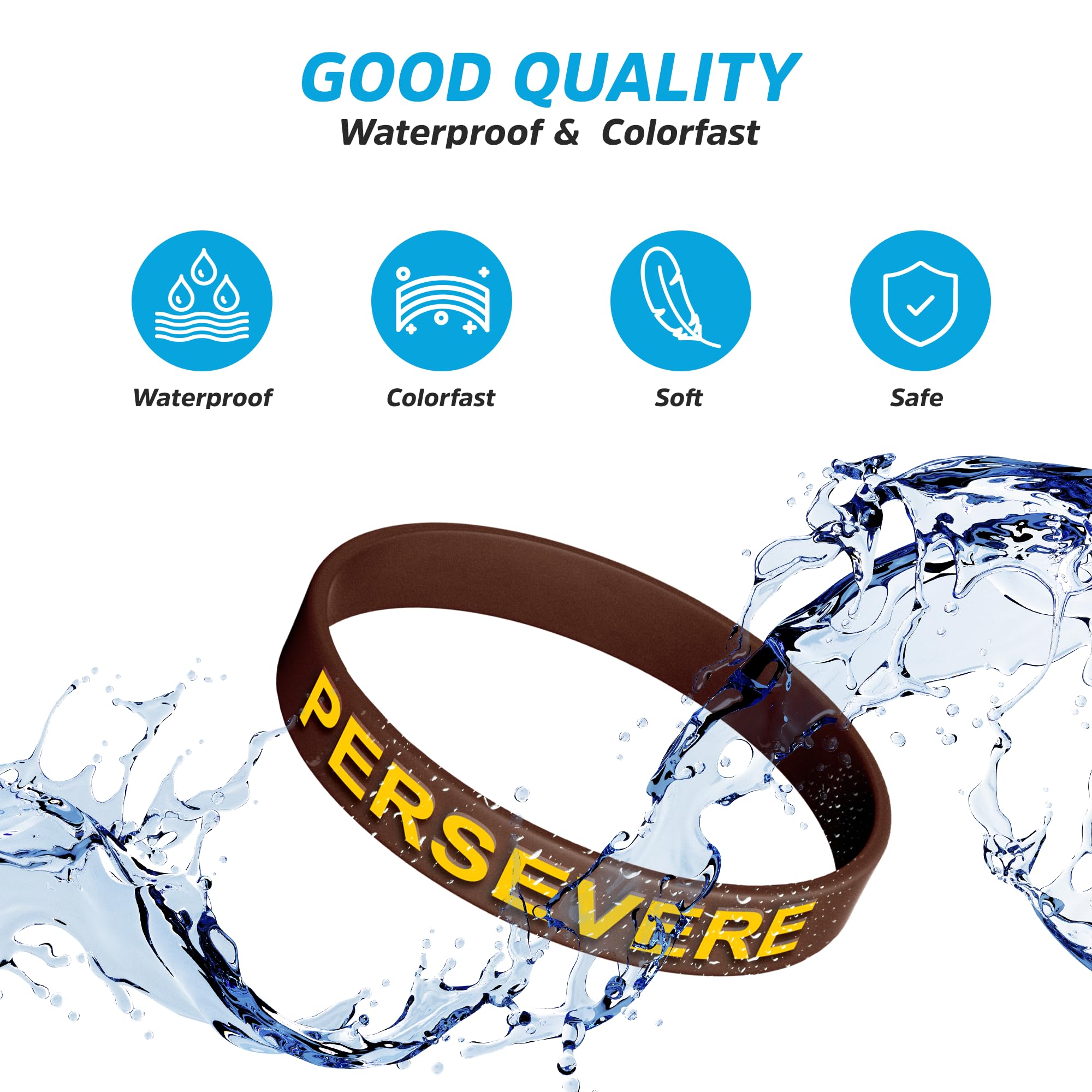 Solza Silicone Wristbands - Fun and Motivational Wristbands for Men & Women - Silicone Rubber Bracelets with Inspirational Quotes - Image 3