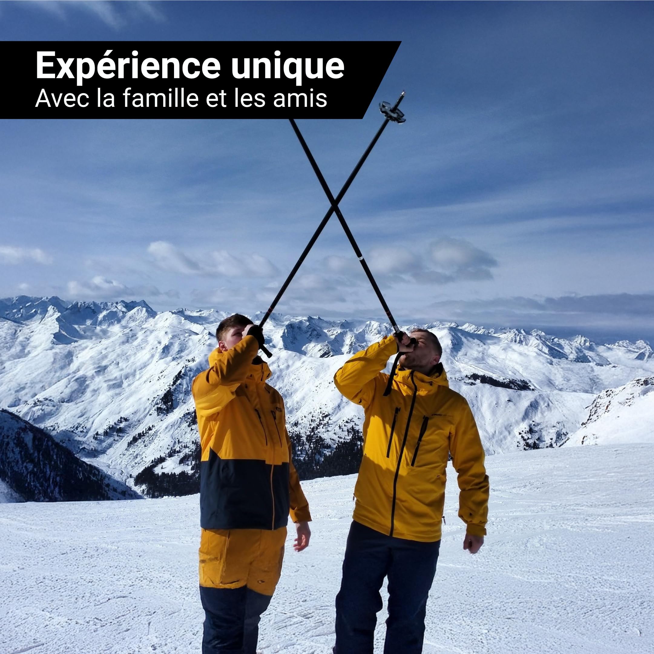 Bâtons de Ski avec Porte-Boisson - 2 x 200 ML | Aluminium 7075 de Haute Qualité - Bâtons de Ski pour Votre Boisson Préférée - Entonnoir Pratique Inclus