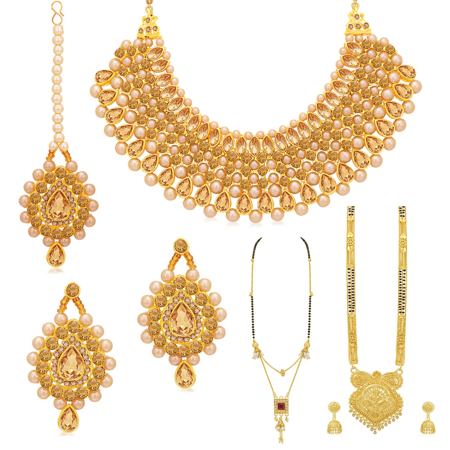 Sukkhi Glimmery Gold Plated Choker Necklace & Mangalsutra Combo Set for Women (CBMIX104245) (B09Y3D1FXL) Amazon Price History, Amazon Price Tracker