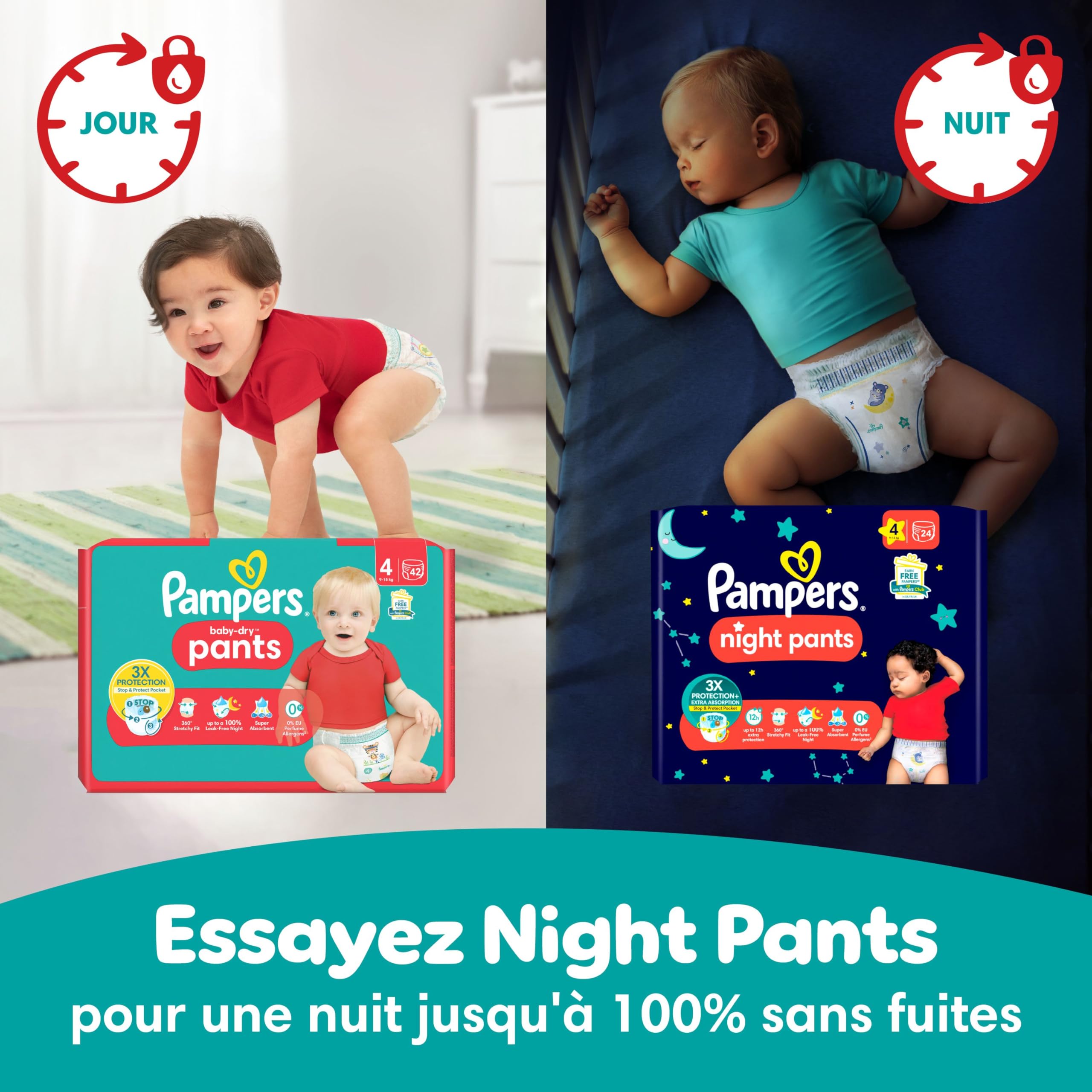 Pampers Couches-Culottes Baby-Dry, Taille 3, 192 Couches, 6kg - 11kg, Avec Une Poche Stop & Protect Pour Éviter Les Fuites À L’Arrière