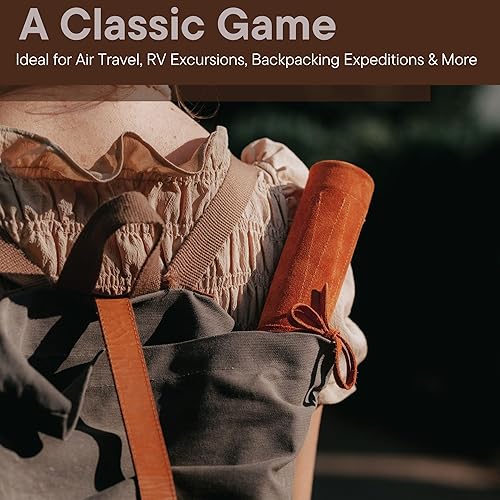 Miniatura 6 de Sondergut Juego de backgammon portátil enrollable de gamuza de lujo, diseño elegante, piedras de madera grabadas, campo de juego emergente, ideal