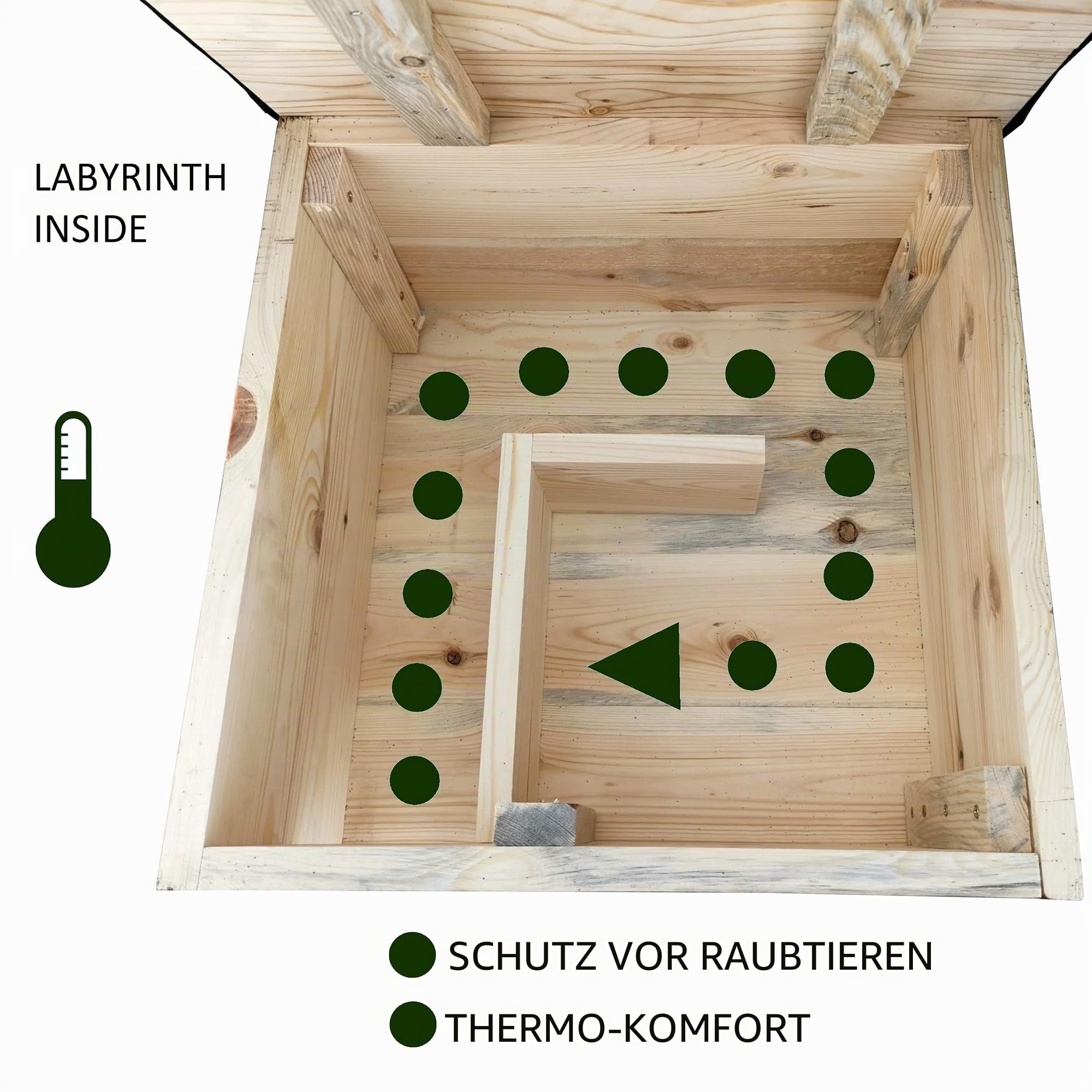 IDEA HOME - Igelhaus mit Boden aus Holz Ganzjähriges Haus Wetterfestes, Perfekt für den Garten, Winterquartier