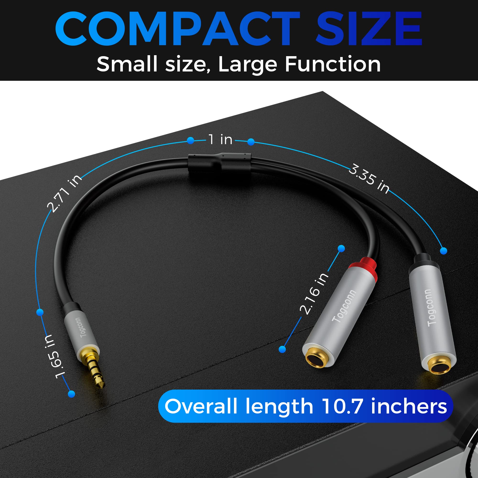 Lot de 2 adaptateurs répartiteurs en Y 3,5 mm vers double 6,35 mm, câble audio stéréo TRS mâle de 3,5 mm vers 2 connecteurs TS mono femelles de 6,35 mm pour téléphone, PC, carte son d'ordinateur