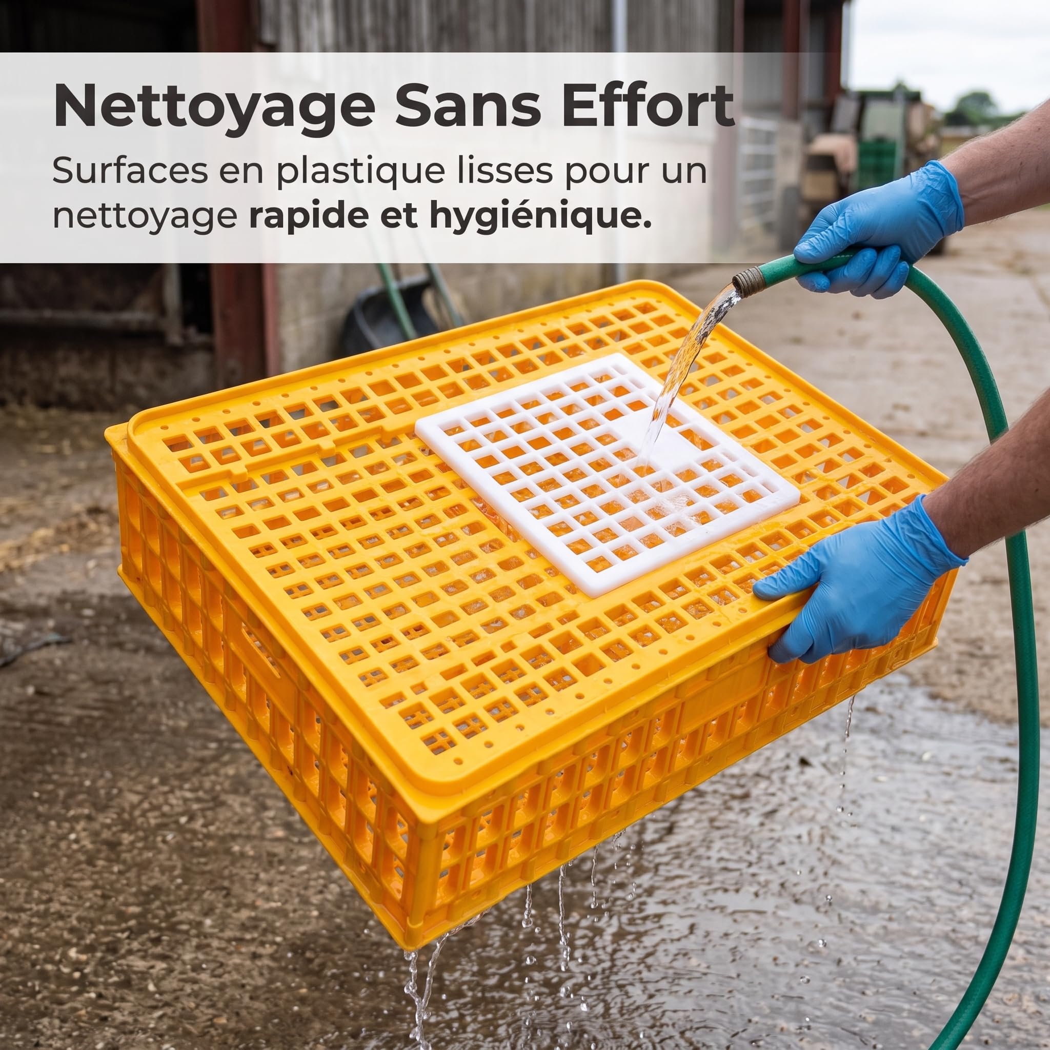 Transportín Plástico Anti-Caída y Anti-Presión para Gallinas, Conejos, s y Codornices, Blanco