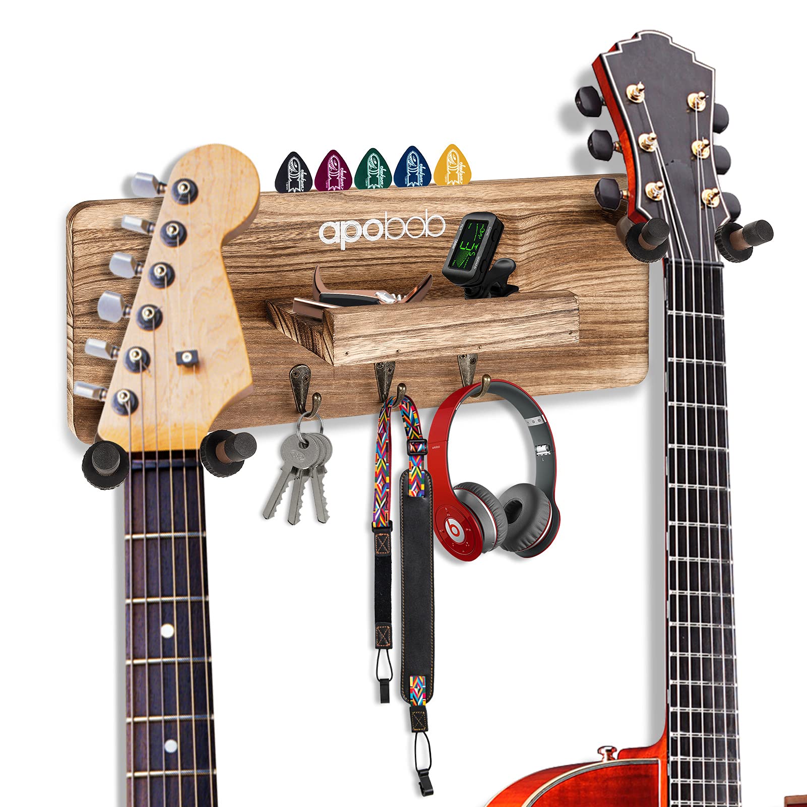 Buy Apobob Rotatable Guitar Wall Hangers, Double Guitar with Shelf and