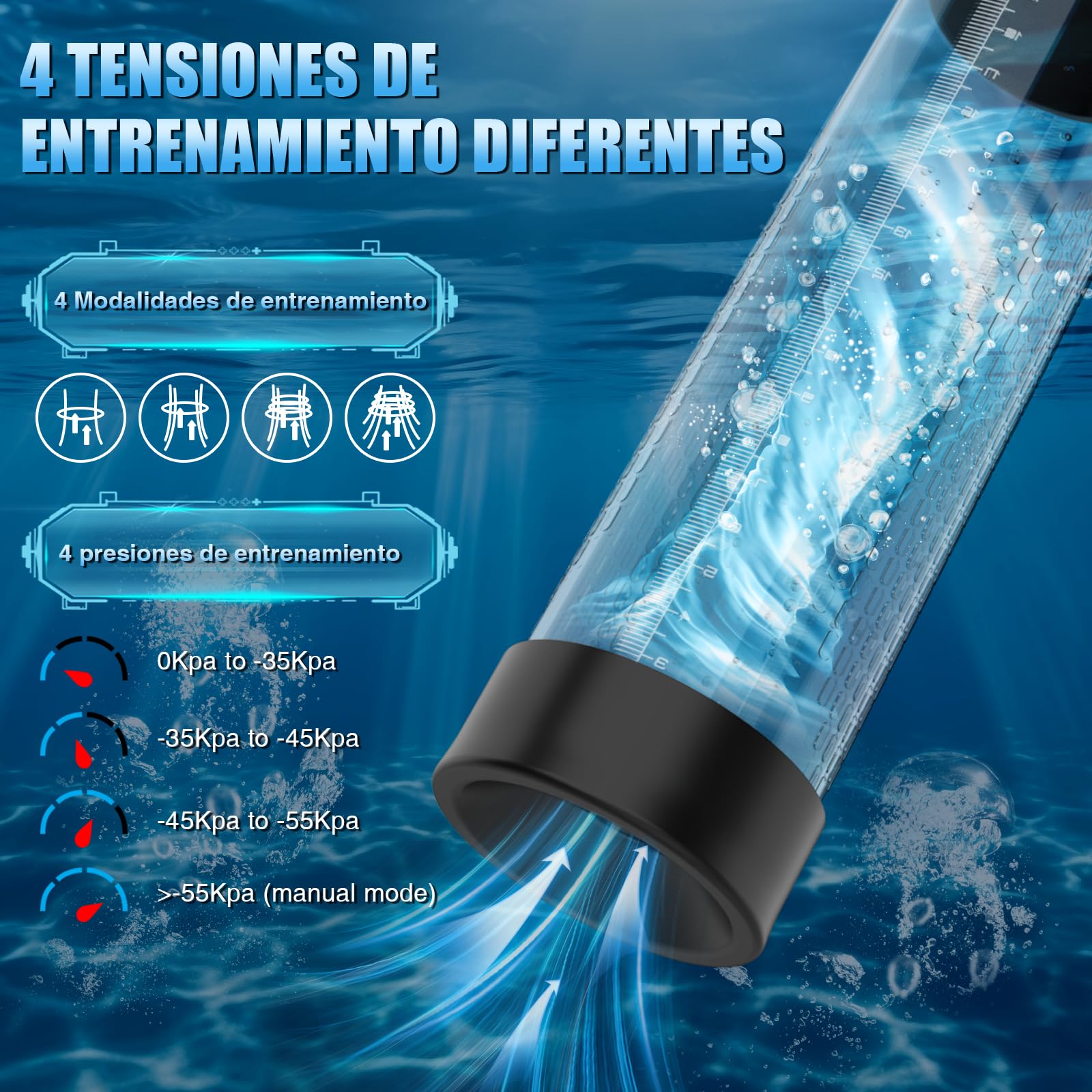 Bomba de Pene Masculino Juguetes Sexuales - Masturbador Eléctrico Alargador de Pene para Hombres, Sextoy Extensor Bomba de Vacío con 4 Modos de Succión, Juguete para Adultos con Anillo para el Polla