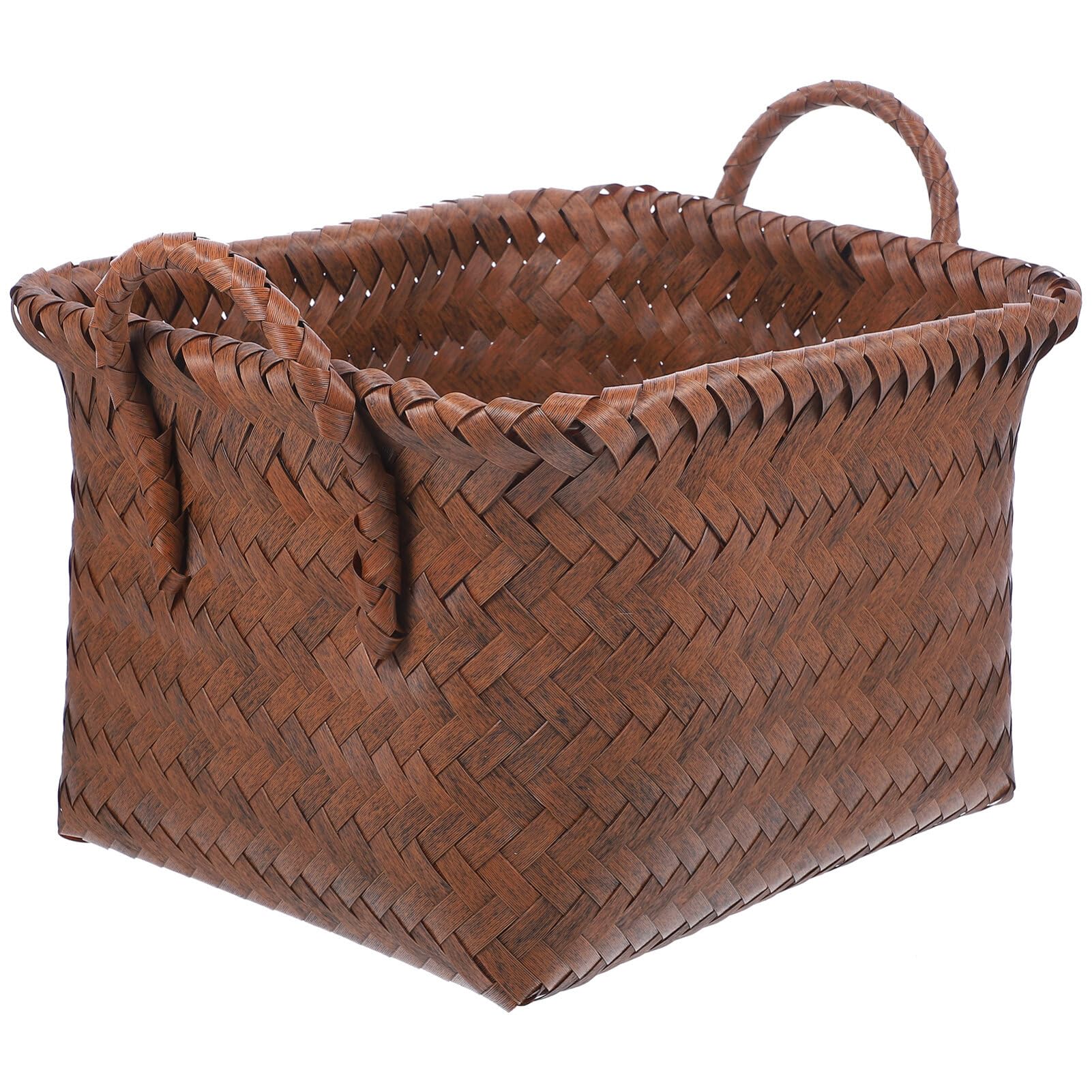 Cabilock Woven Storage Basket with Handle Wicker Organizing Baskets Imitation Rattan Sundries Basket Boho Decorative Basket for Home Office Nursery