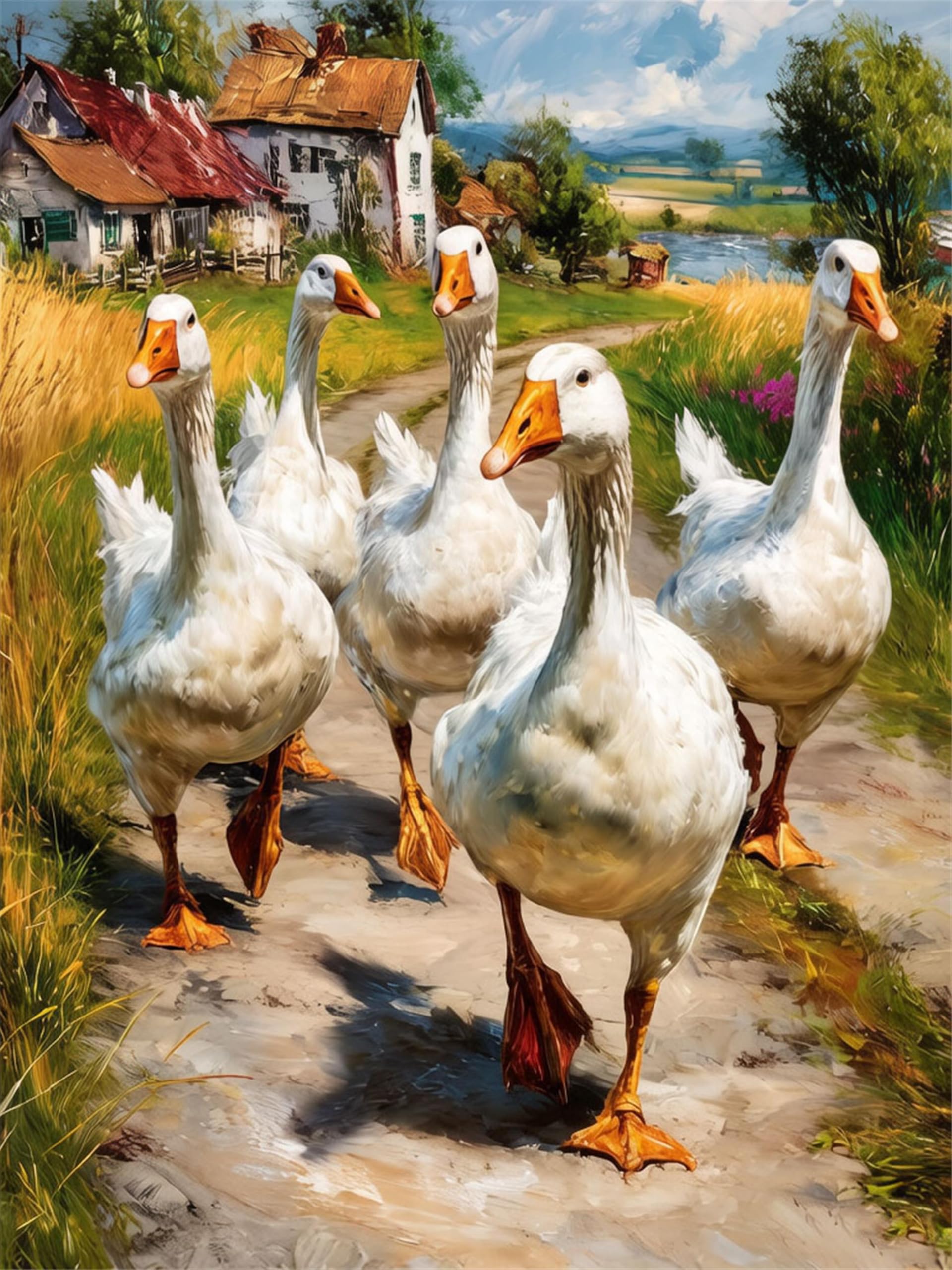 NANJDIAN Adults Goose Paint by Number Kits,Painting by Number Kits on Canvas,Large Color by Numbers Adult Watercolor Gifts for Friends Wall Decor (Goose)