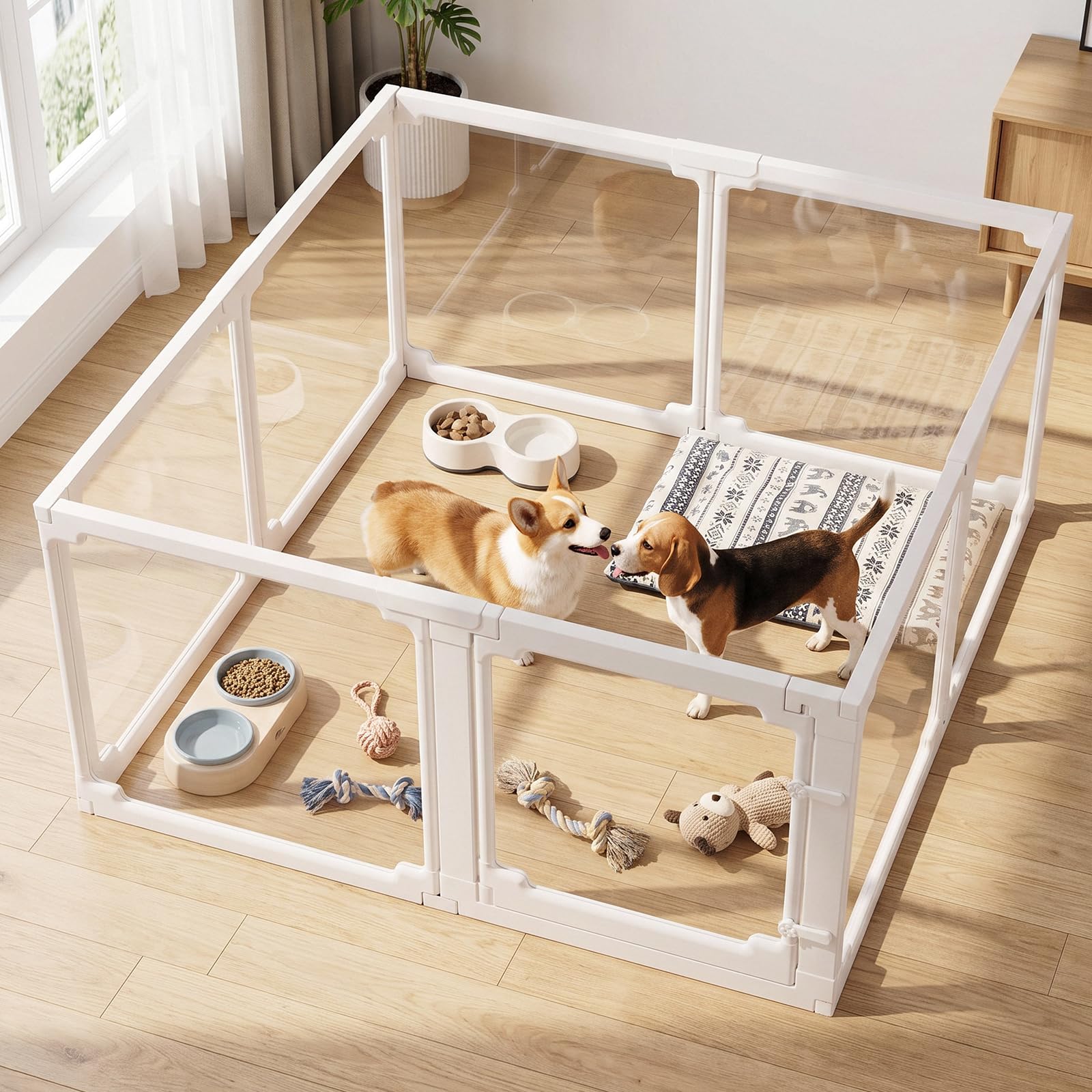 MAMIZO Recinto per Cani Acrilico 125 × 120× 60 cm, Box per Cuccioli