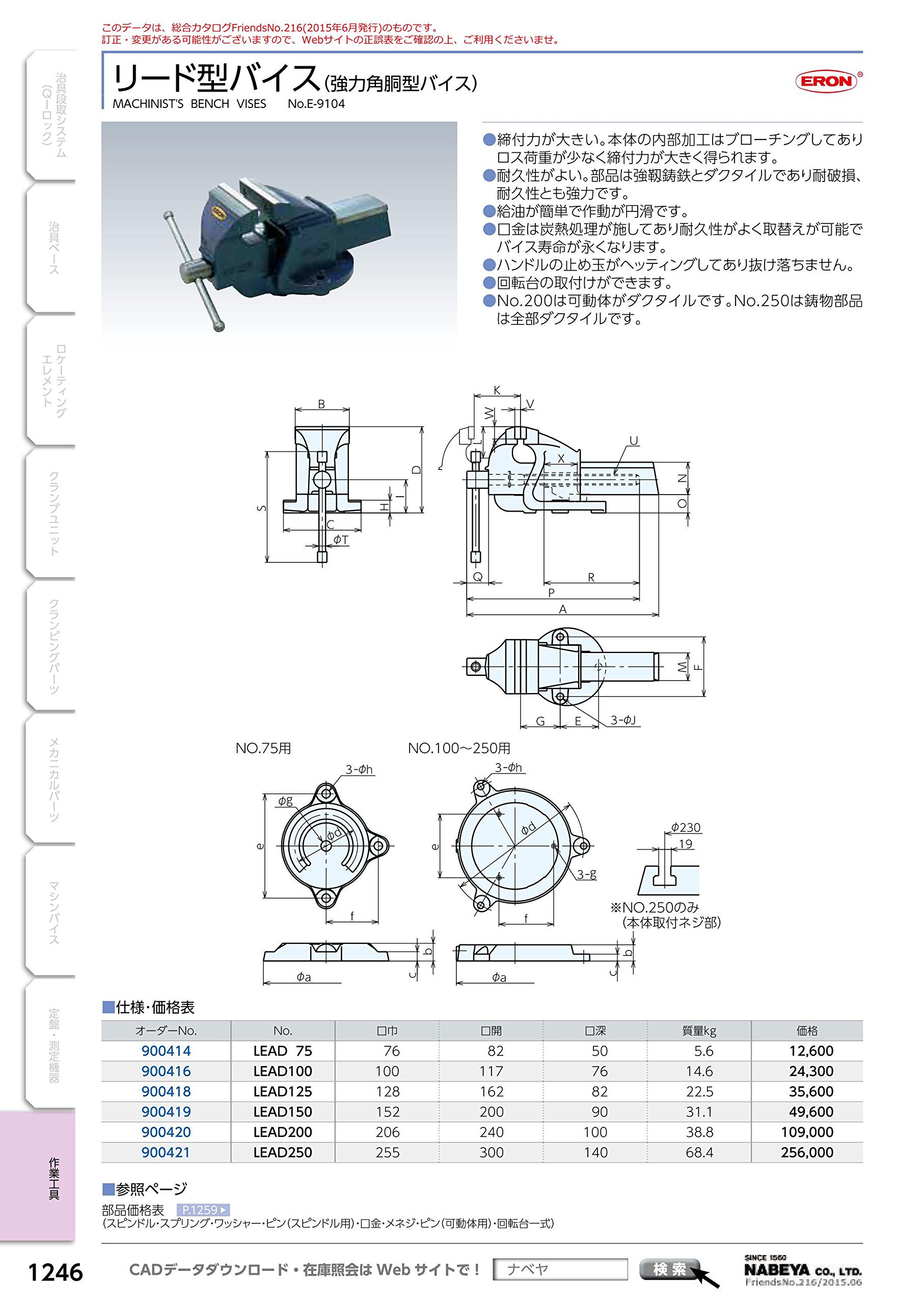 A100891 万力 ナベヤ No.125 | 株式会社 小林機械 ナベヤ／ERON リード 
