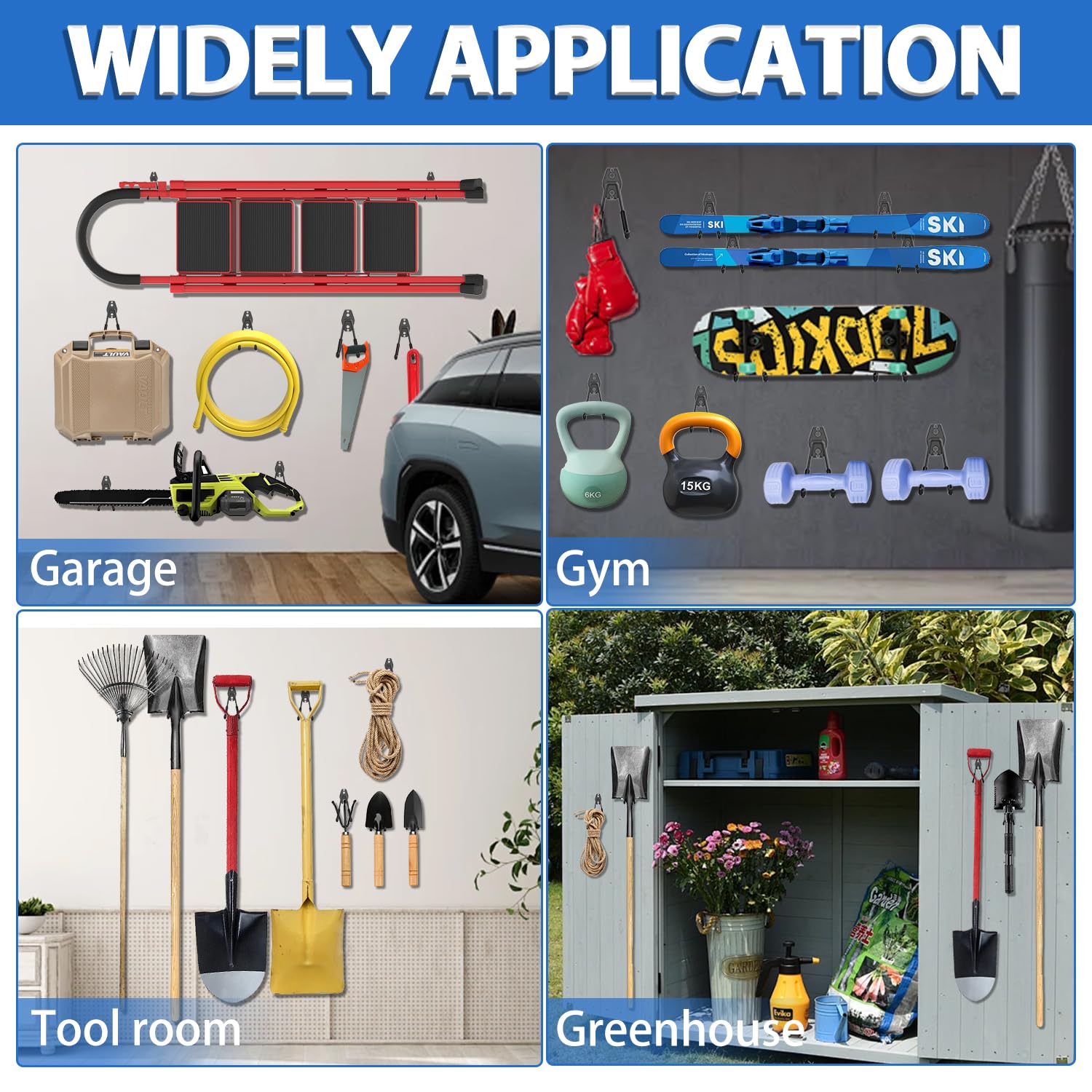 Garage Storage Hooks 14PC,Garage Hooks Heavy Duty With 1 - View #4