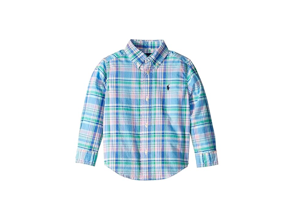 

Polo Ralph Lauren Kids Plaid Cotton Poplin Shirt (Toddler) (Liquid Blue Multi) Boy's Clothing
