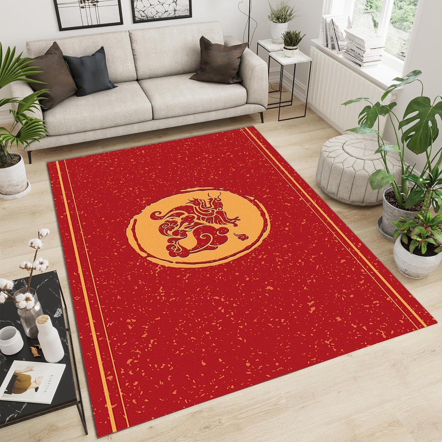 Abstract Animal Dragon 3D Printed Floor Mats Non-Slip Doormat Carpet Printing Rugs For Living Room, Bedroom, Kitchen, Bathroom 200 X 300 Cm - Polyester Soft Touch Easy Clean With Rubber Backi -8V0L5H7 — image 1